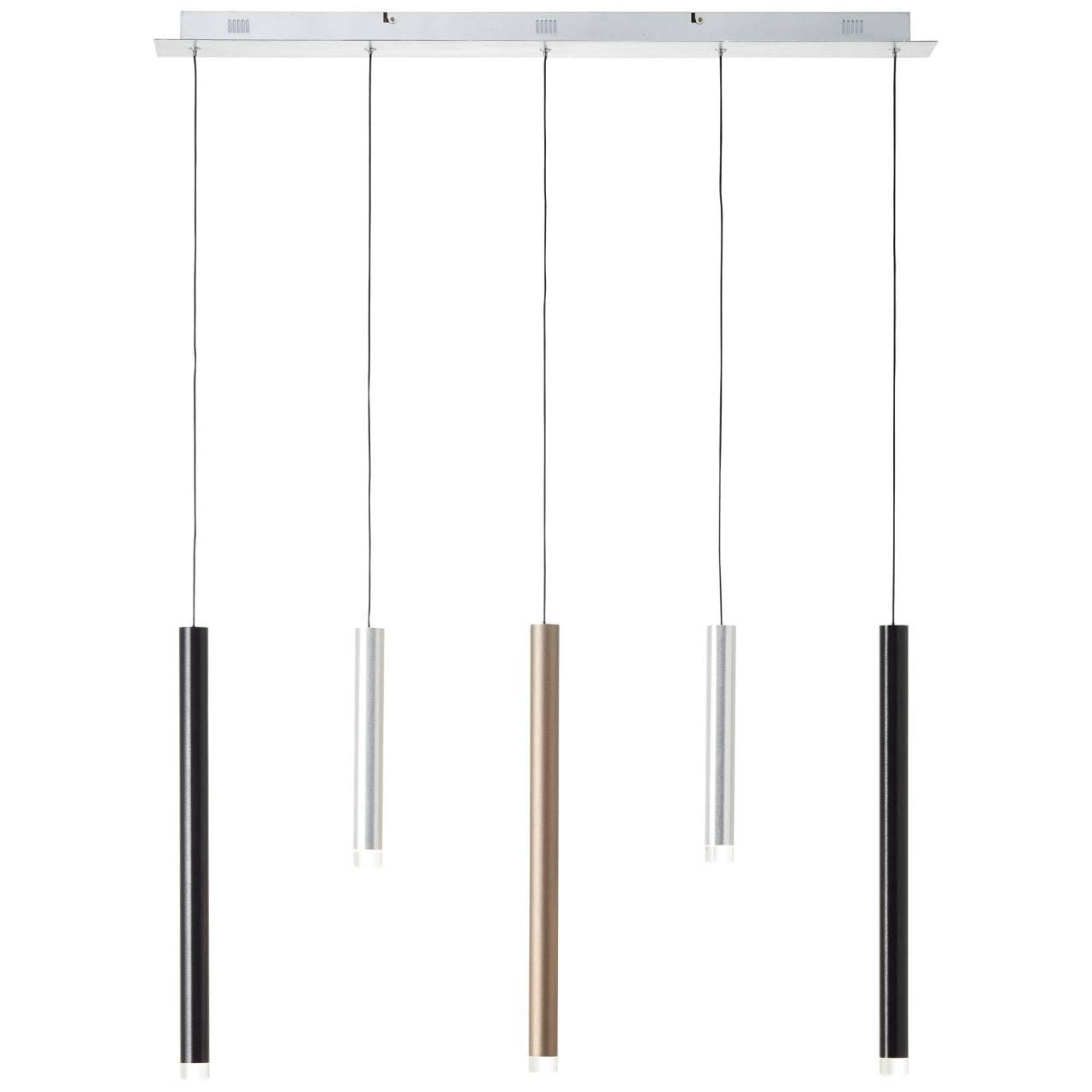 Brilliant Pendelleuchte »Cembalo«, 5 flammig, Leuchtmittel LED-Modul | LED fest integriert, LED Hängelampe 5flg alu/schwarz/braun