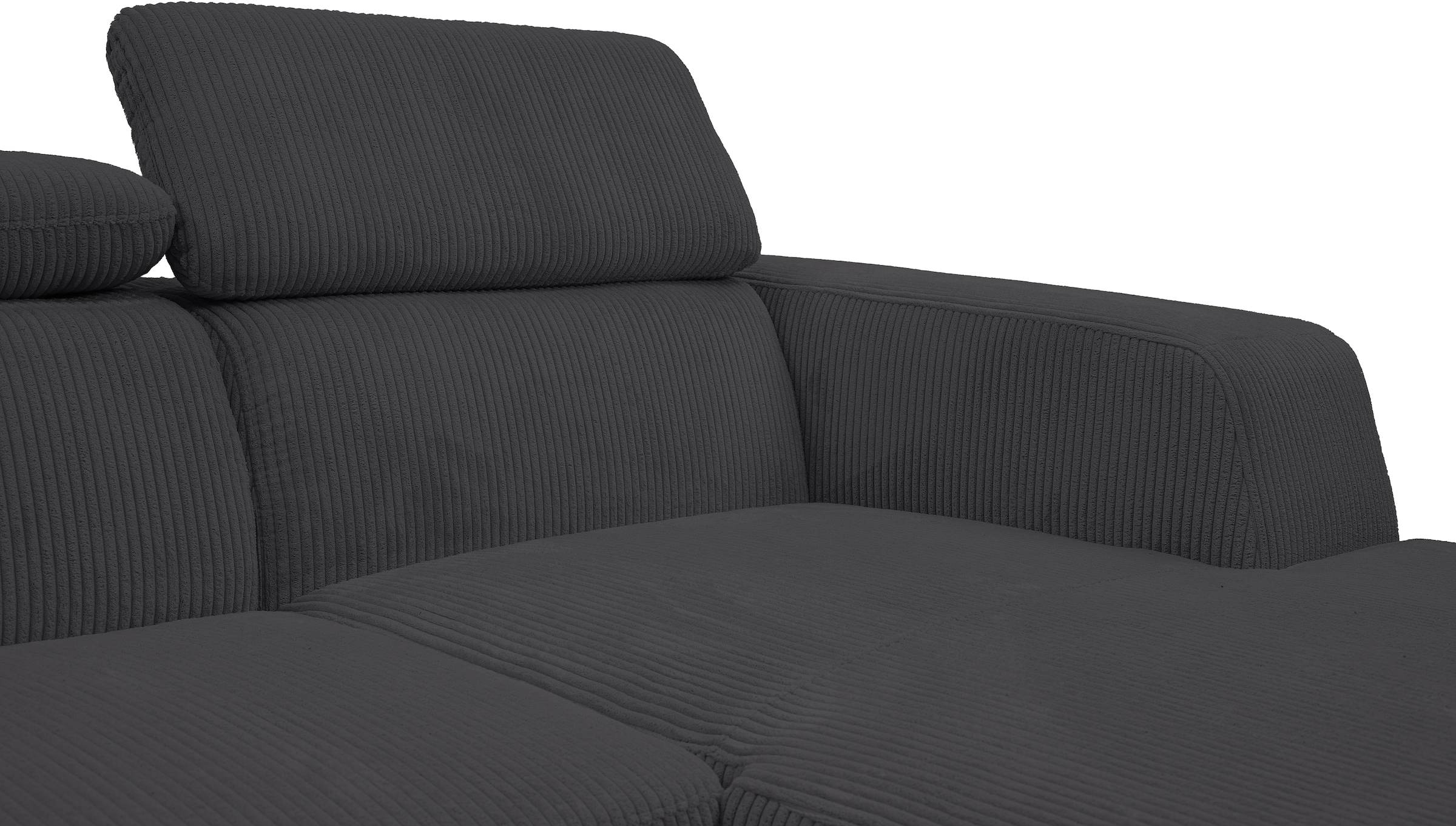 WERK2 Ecksofa »Cherry 270 cm breit, Kopfteilverstellung, Bettfunktion« Cord, L-Form, XXL, Schlaffunktion, Bettkasten