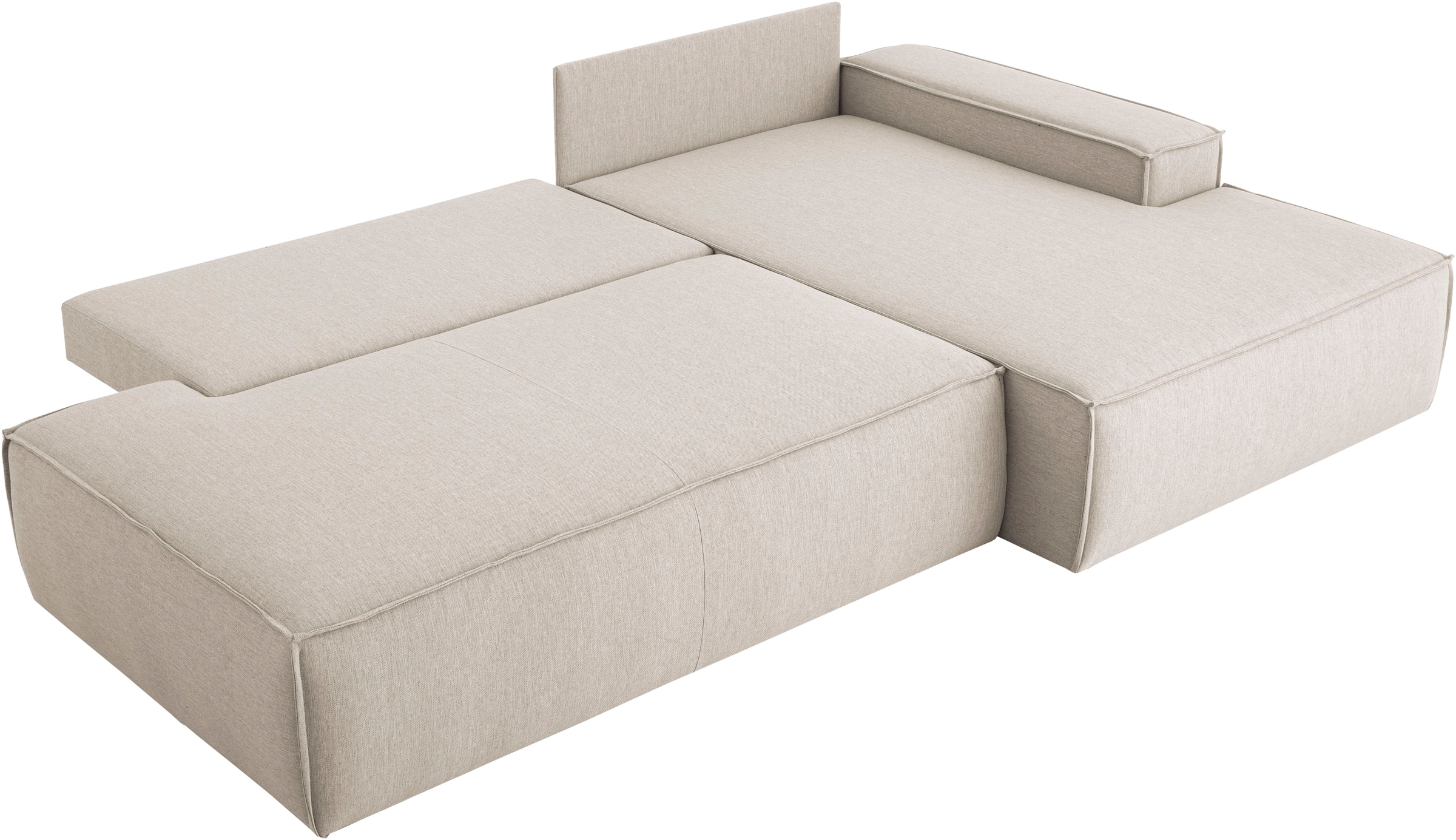 OTTO home Ecksofa »SHERWOOD Leinenoptik  Schlafsofa in L-Form offen (275cm)« Schlaffunktion und Bettkasten, Kedernaht, hoher Sitz- & Liegekomfort,