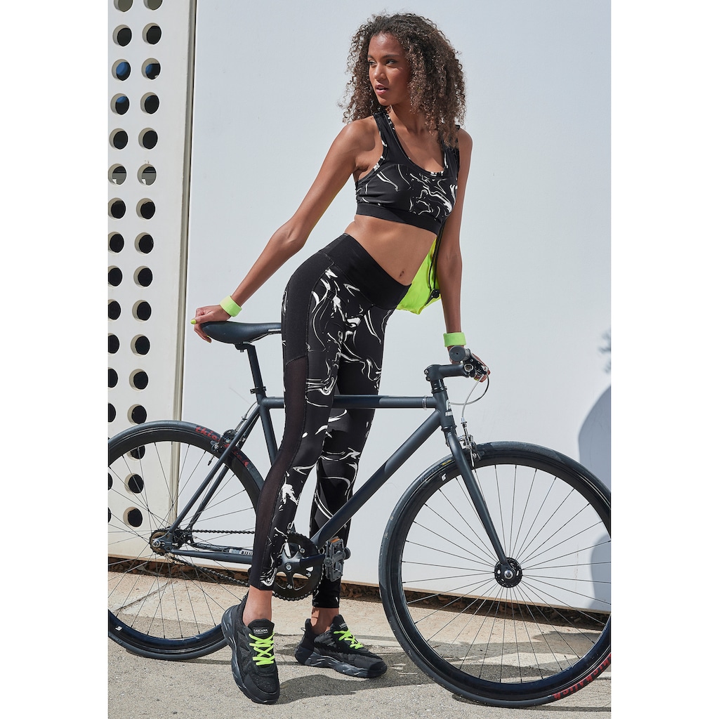 LASCANA ACTIVE Leggings »-Sporthose Black Marble«, mit Mesh