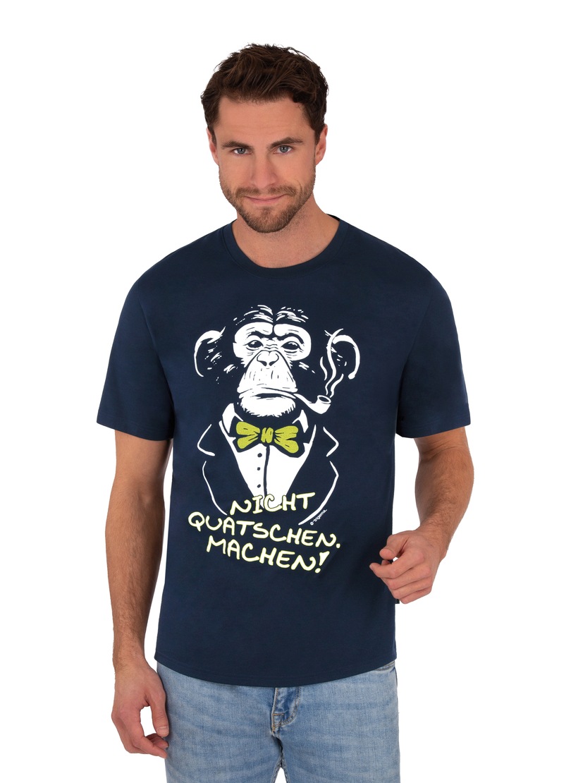 Trigema T-Shirt, mit Affen-Druckmotiv und Spruch