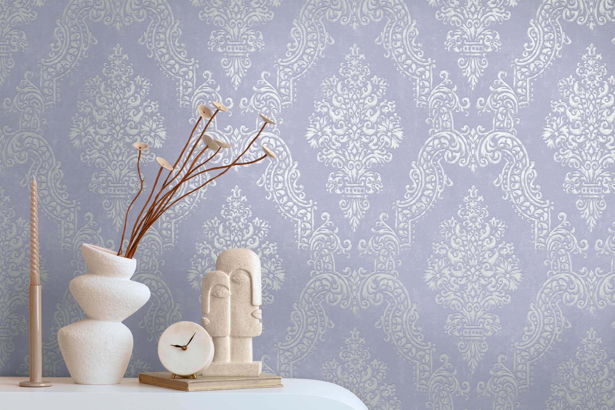 A.S. Création Vliestapete »Pure Elegance Ornament-Tapete Mustertapete Barock Raute« schimmernd strukturiert Vliestapete klassisch für Schlafzimmer Küche Wohnzimmer Ornament Flur