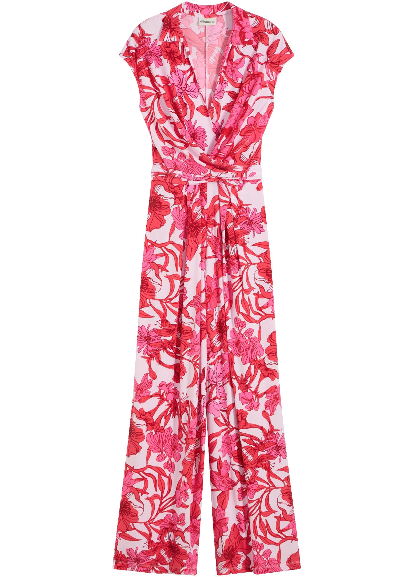 bonprix Jumpsuit floral bedruckt, weites Bein, mit Drapierung in der Taille, ärmellos