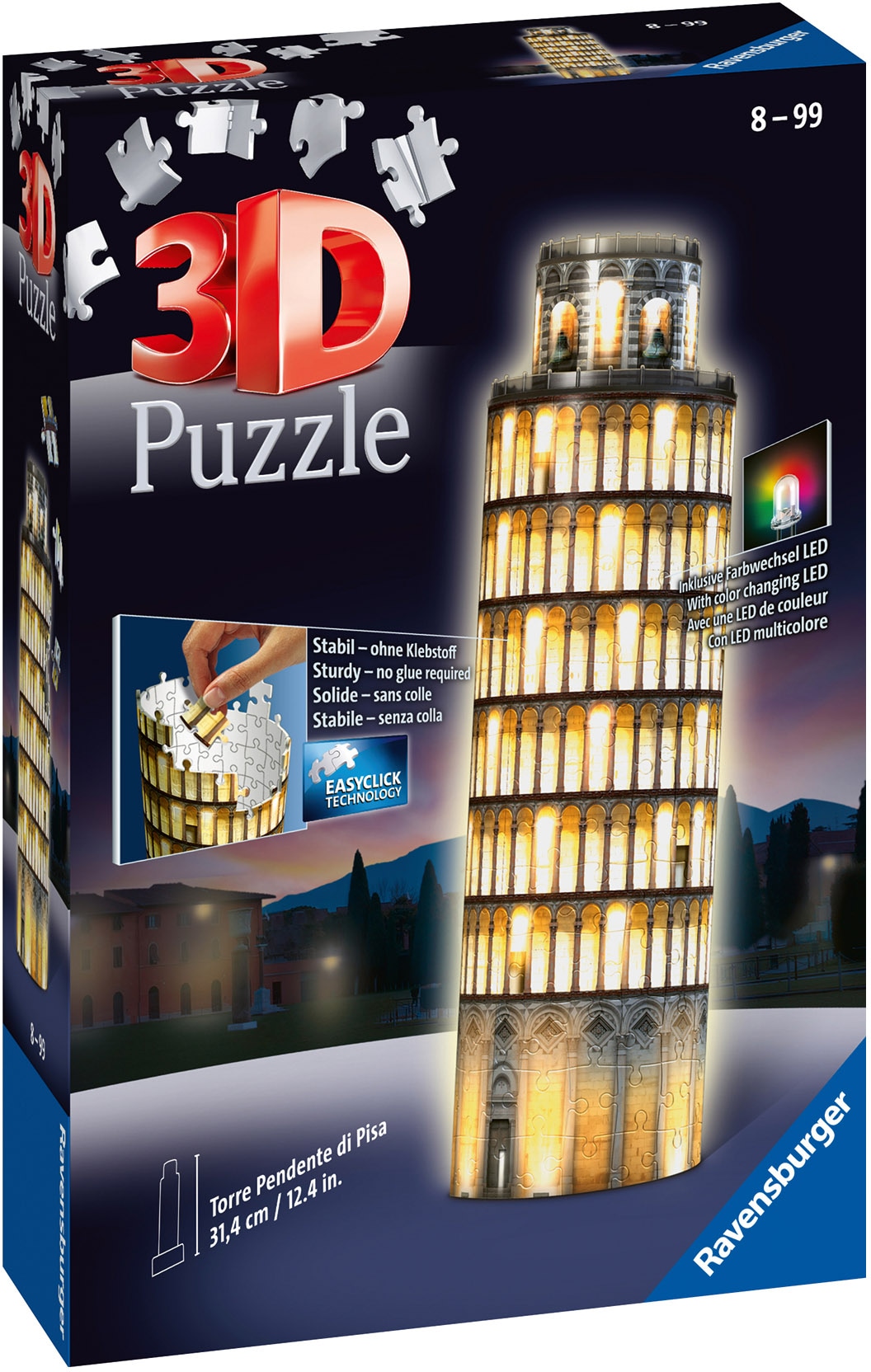 Ravensburger 3D-Puzzle »Schiefer Turm von Pisa bei Nacht«, mit Farbwechsel LEDs; Made in Europe