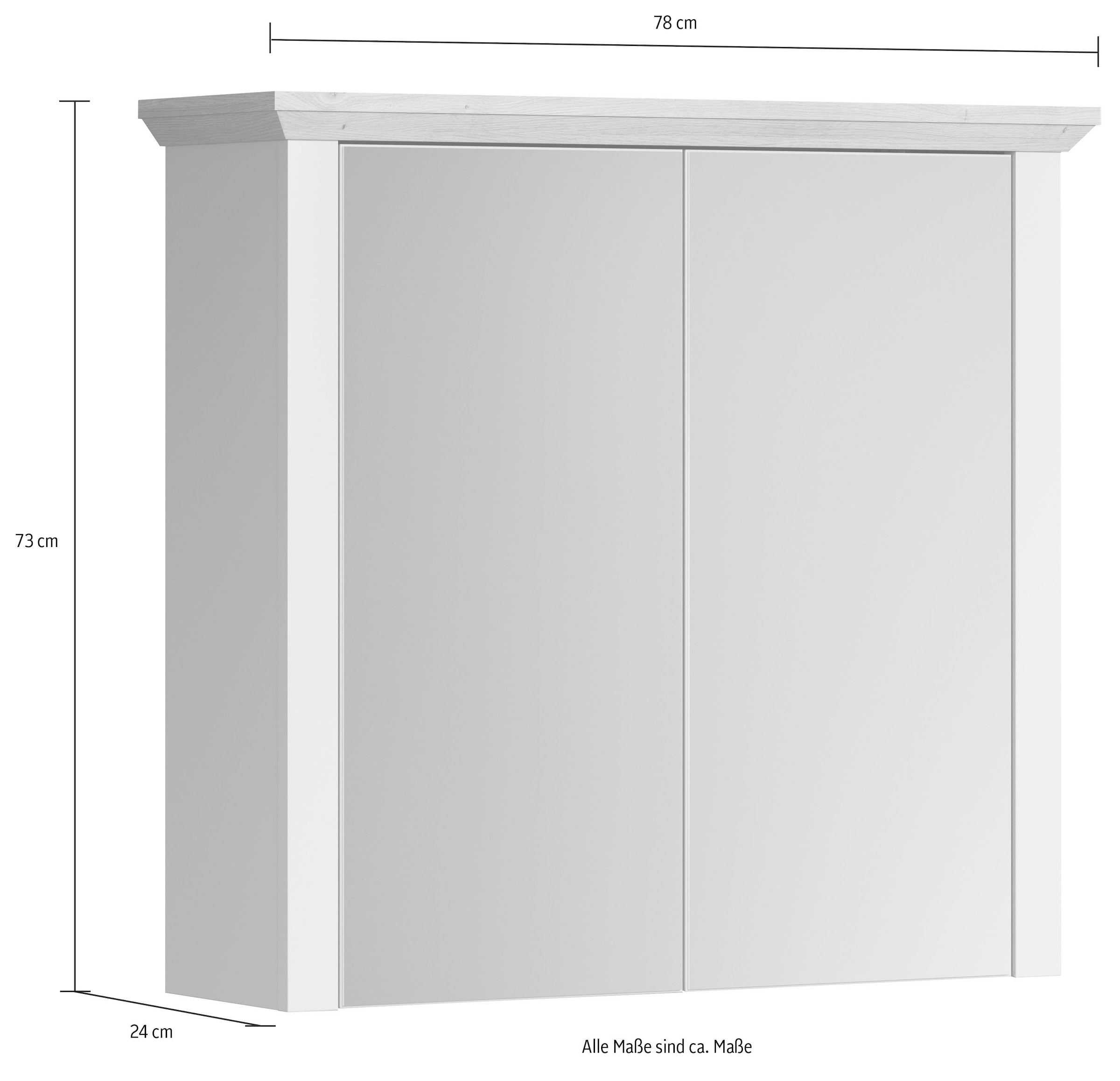 Home affaire Spiegelschrank »Herzwill« Spiegelschrank mit 2 Glasböden - (B/T/H) 78/24/73 cm