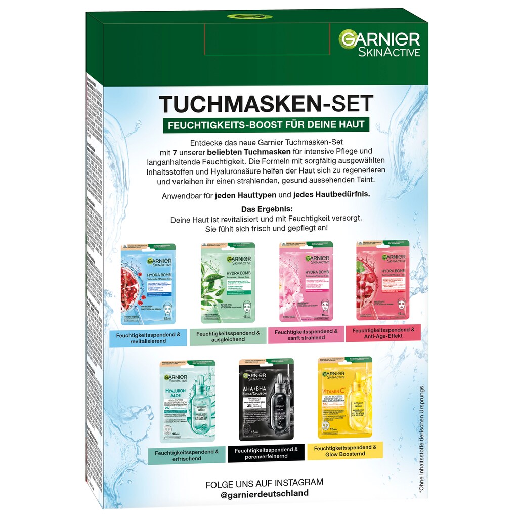 GARNIER Tuchmaske »Garnier SkinActive Tuchmasken-Set«, (Set, 7 tlg.)