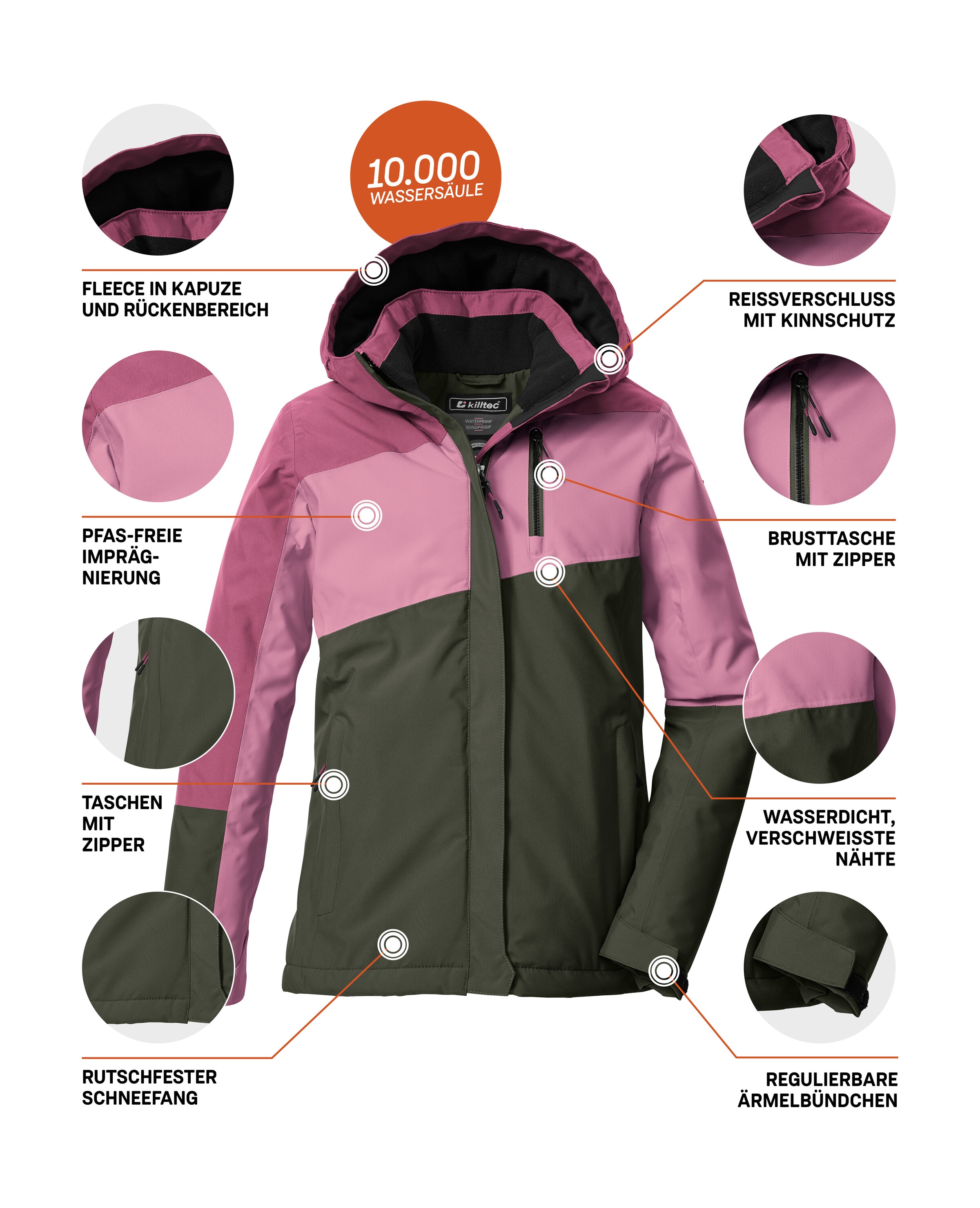 Killtec Funktionsjacke »KOW 218 GRLS JCKT« Winddichte, wasserdichte Kinderjacke mit verstellbarer Kapuze