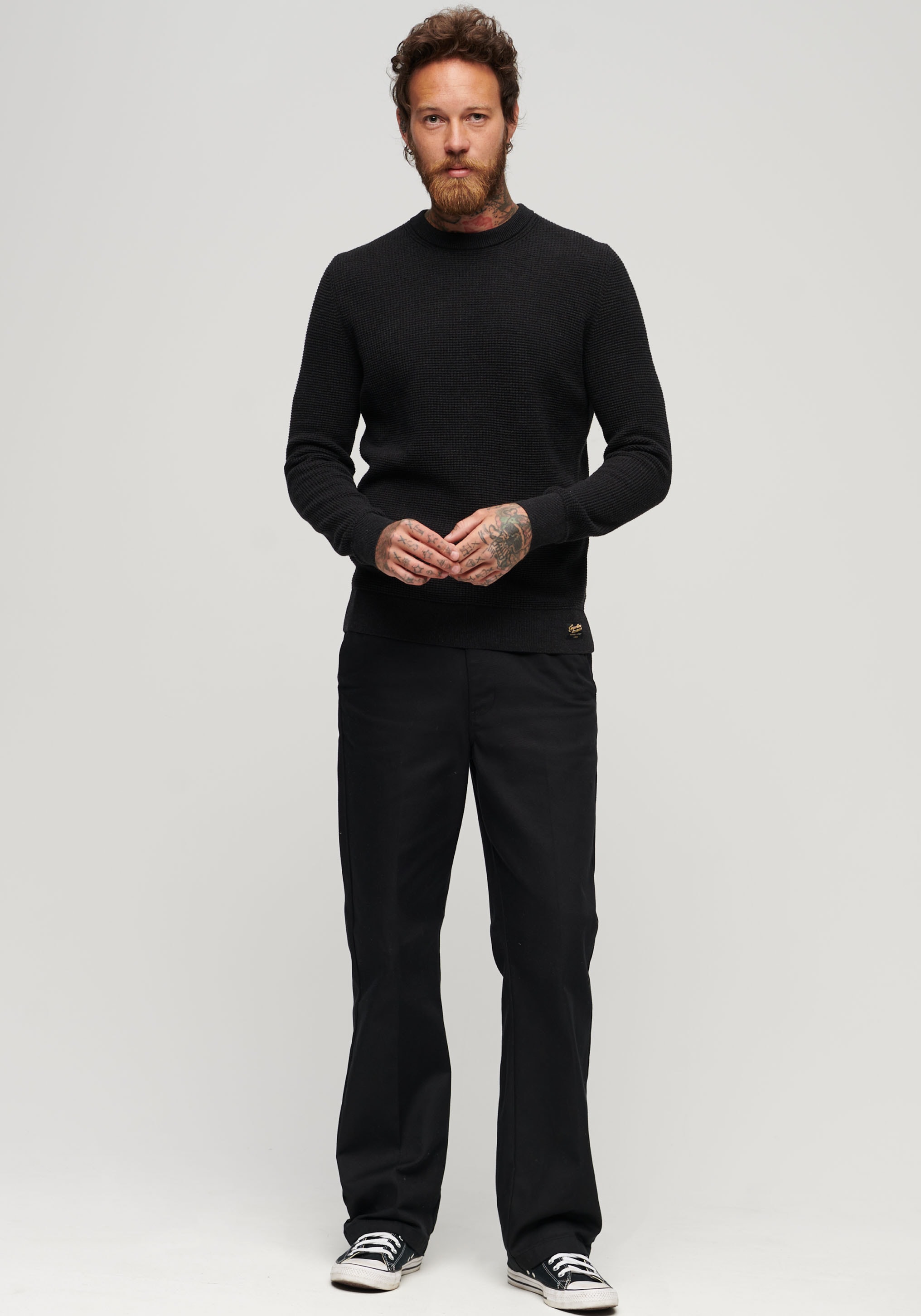 Superdry Strickpullover »TEXTURED CREW KNIT JUMPER«, mit strukturiertem Waffelstrickmuster