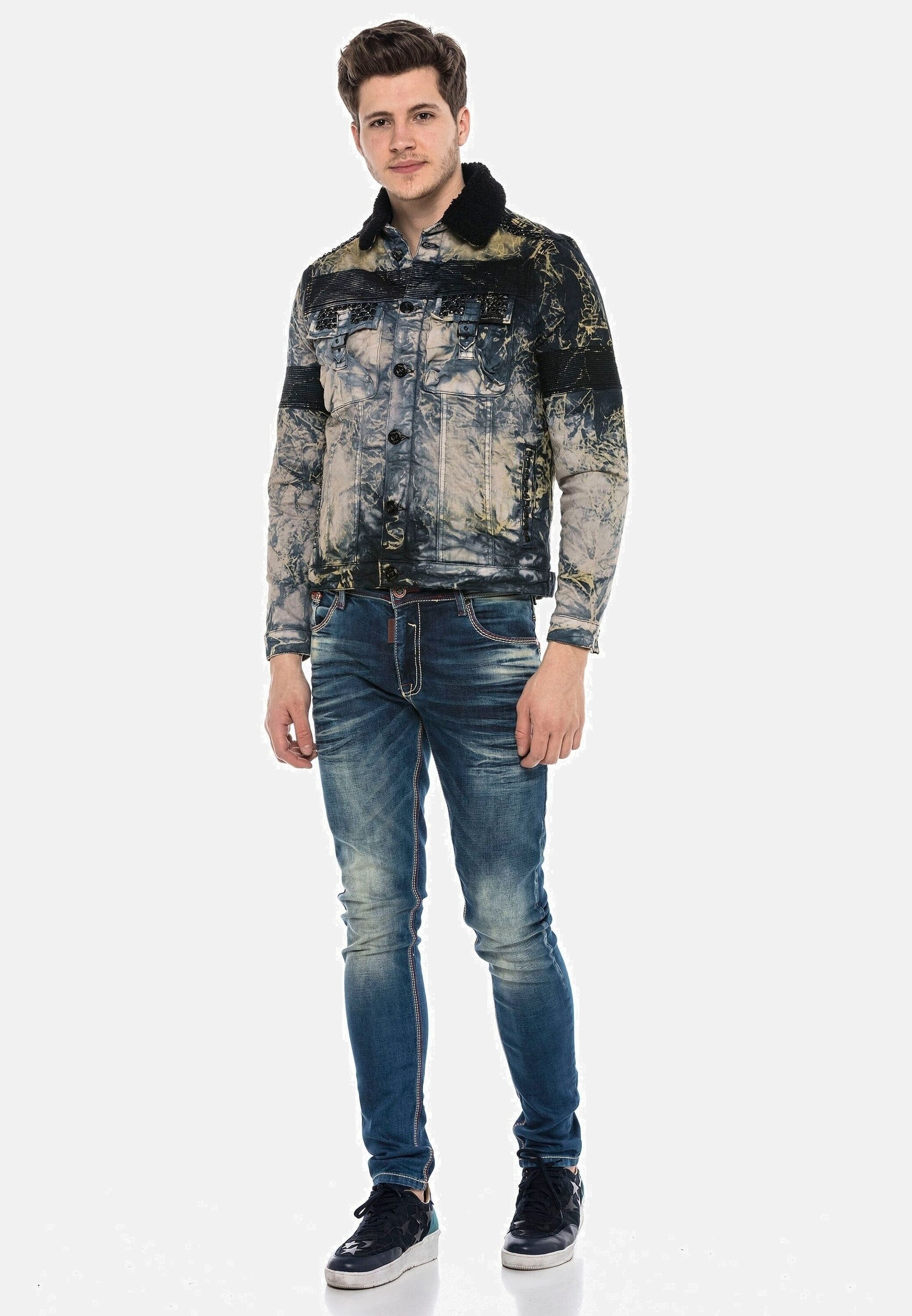 Cipo & Baxx Jeansjacke »Cipo & Baxx Jacke« ohne Kapuze mit Hemdkragen, CJ245