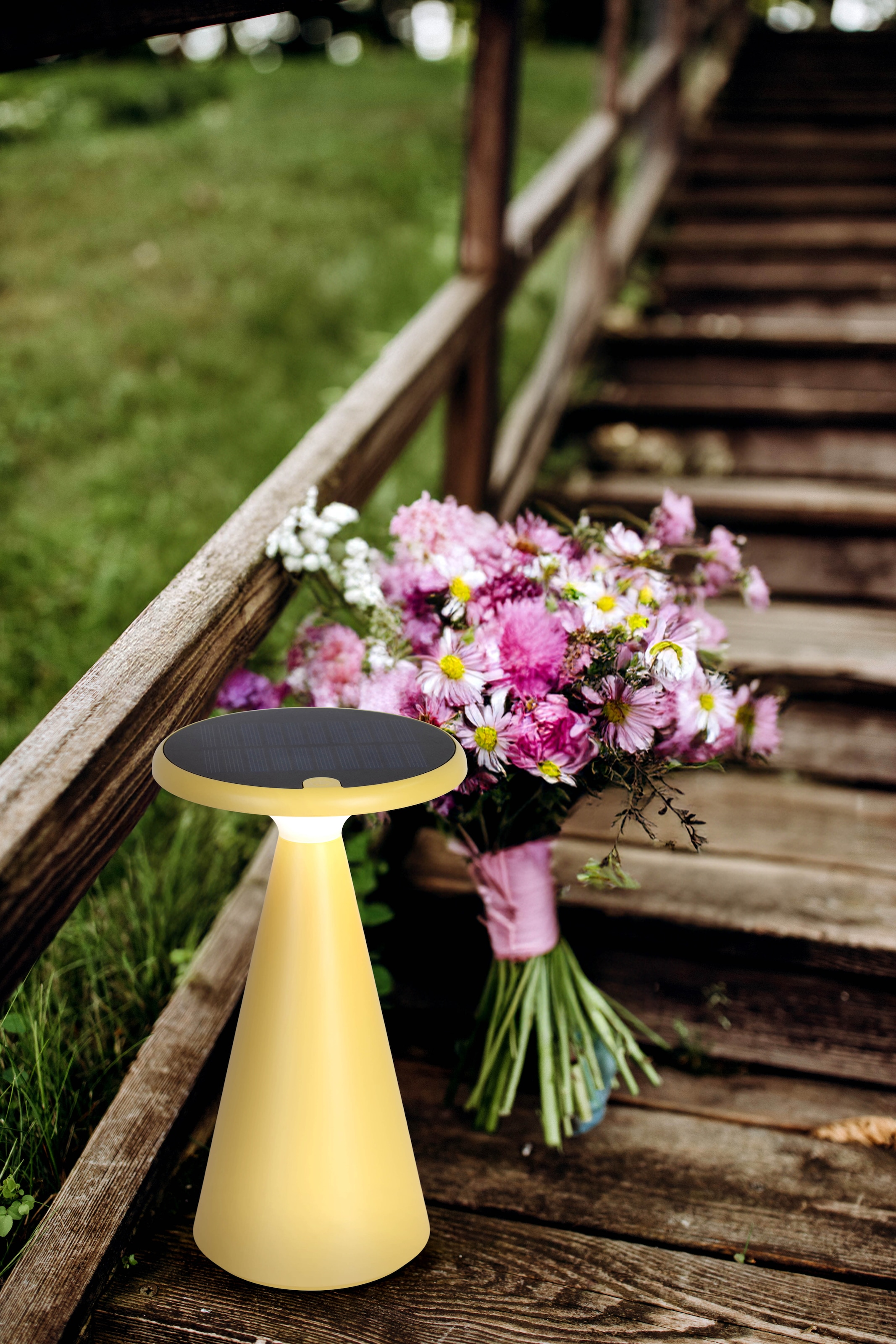 näve LED Tischleuchte »Palu« LED-Modul 1 Stk. Warmweiß Solar-/Akkubetrieb, Touch, Dimmbar, Memory, USB-C-Ladekabel, warmweiß