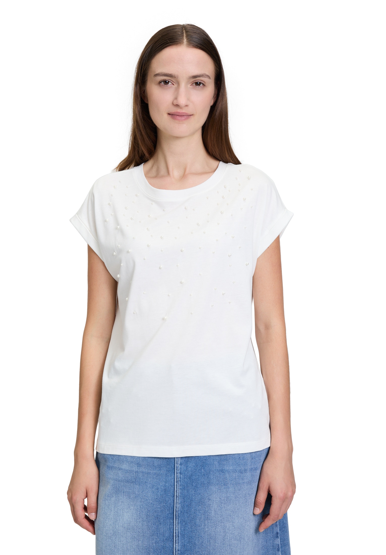 Betty&Co Kurzarmshirt »Casual-Shirt mit Perlen«