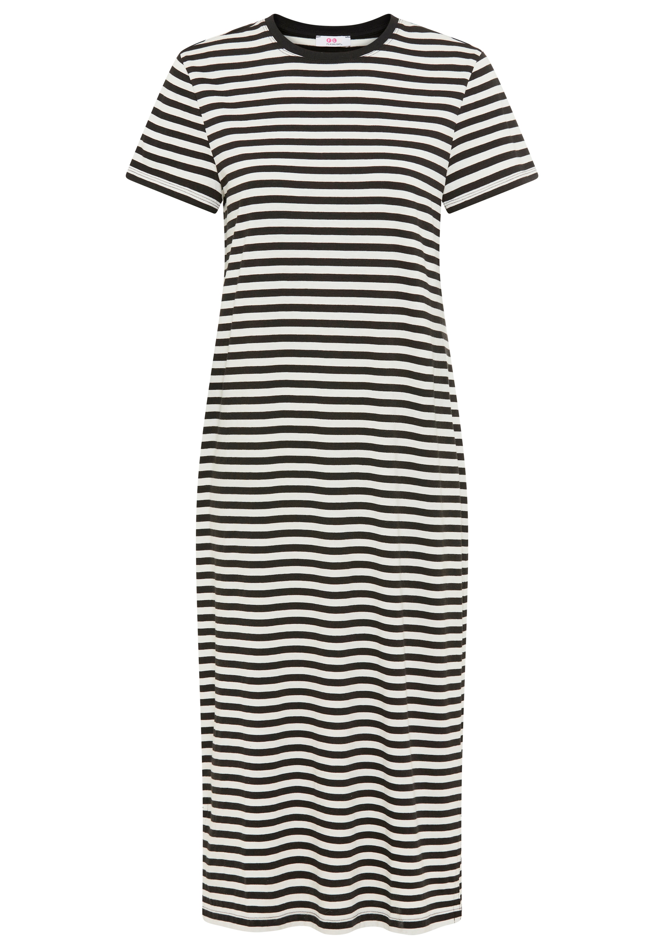 Flashlights Shirtkleid wadenlange Schnittform, aus Single Jersey, mit gestreifter Optik