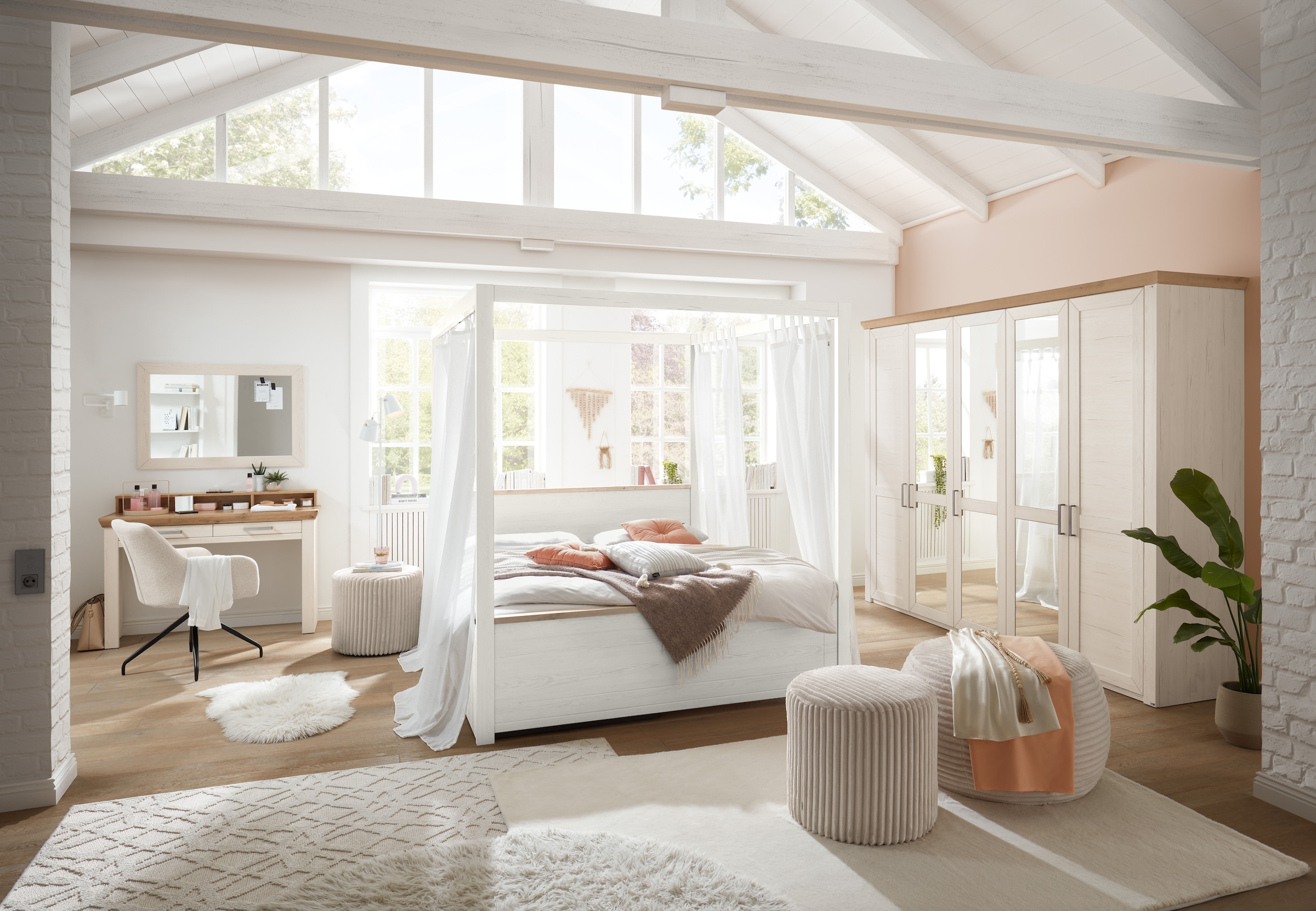 set one by Musterring Himmelbett »York Schlafen« 1 Stk. tlg. Liegefläche 180 x 200 cm, drei Farbausführungen, inklusive Gardinenset