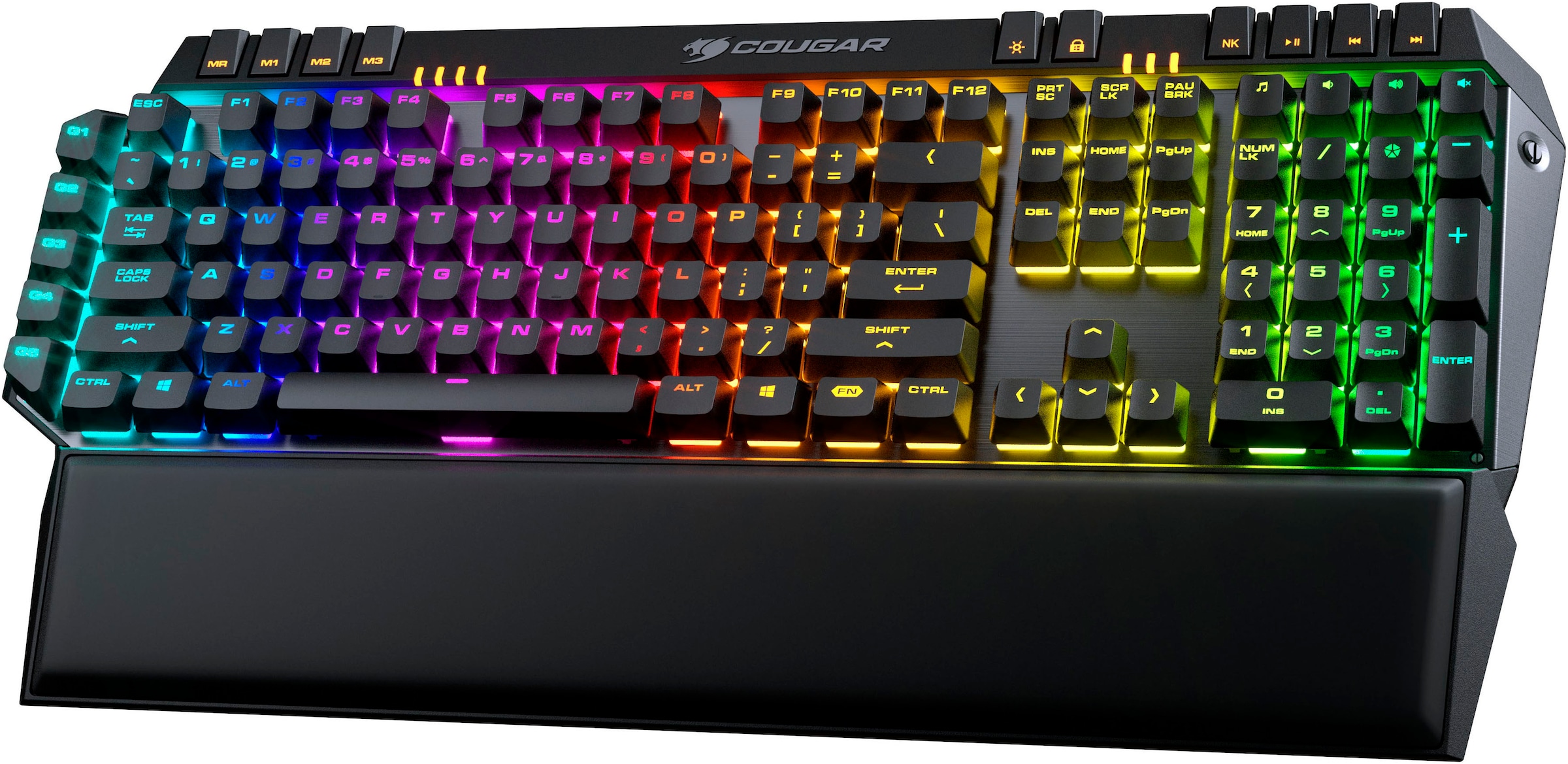 Cougar Gaming-Tastatur »700K EVO Mechanisch«, (Easy-Switch-Fn-Tasten-Handgelenkauflage-Lautstärkeregler-Makro-Tasten-Multimedia-Tasten-USB-Anschluss-Windows-Sperrtaste-Ziffernblock-programmierbare G-Tasten-ergonomische Form), CHERRY RGB MX-Tasten