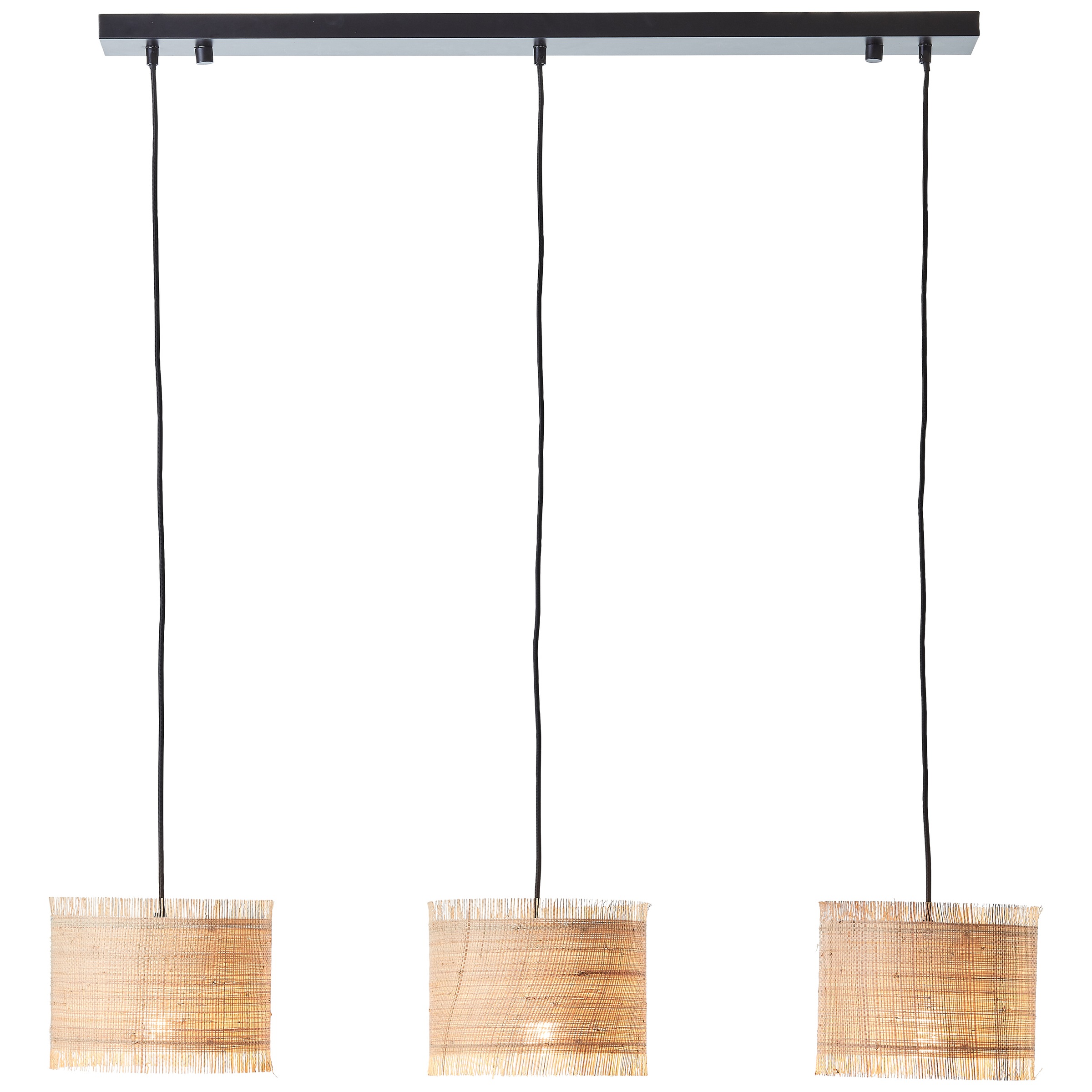 Brilliant Pendelleuchte »Raffy«, 3 flammig, Leuchtmittel E27 | ohne Leuchtmittel, 168 x 102 x 22 cm, 3 x E27, kürzbar, Metall/Seegras, natur/schwarz