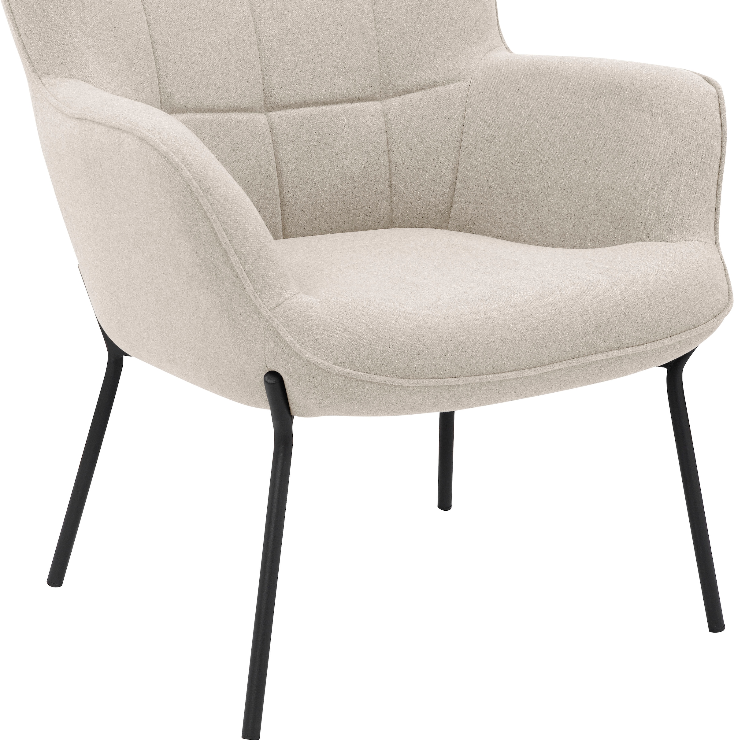 OTTO products Loungesessel »Luukas, Ohrensessel mit Metallbeinen,«, (1 St.), Stoff recyceltes Polyester, Sitz und Rücken gepolstert, Sitzhöhe 46 cm