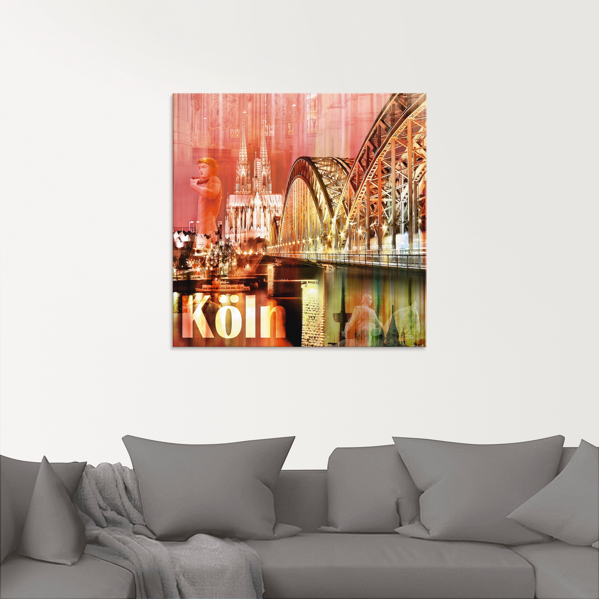 Artland Glasbild »Köln Skyline Abstrakte Collage«, Gebäude, (1 St.), in verschiedenen Größen