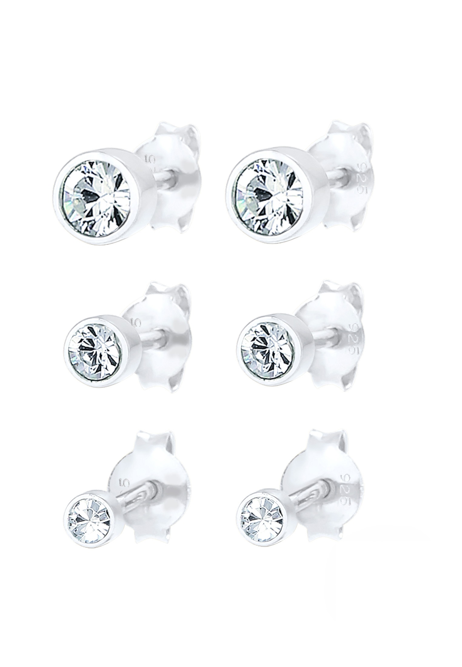 Elli Ohrstecker-Set »Ohrringe Stecker Kristalle (3 tlg) 925 Silber«