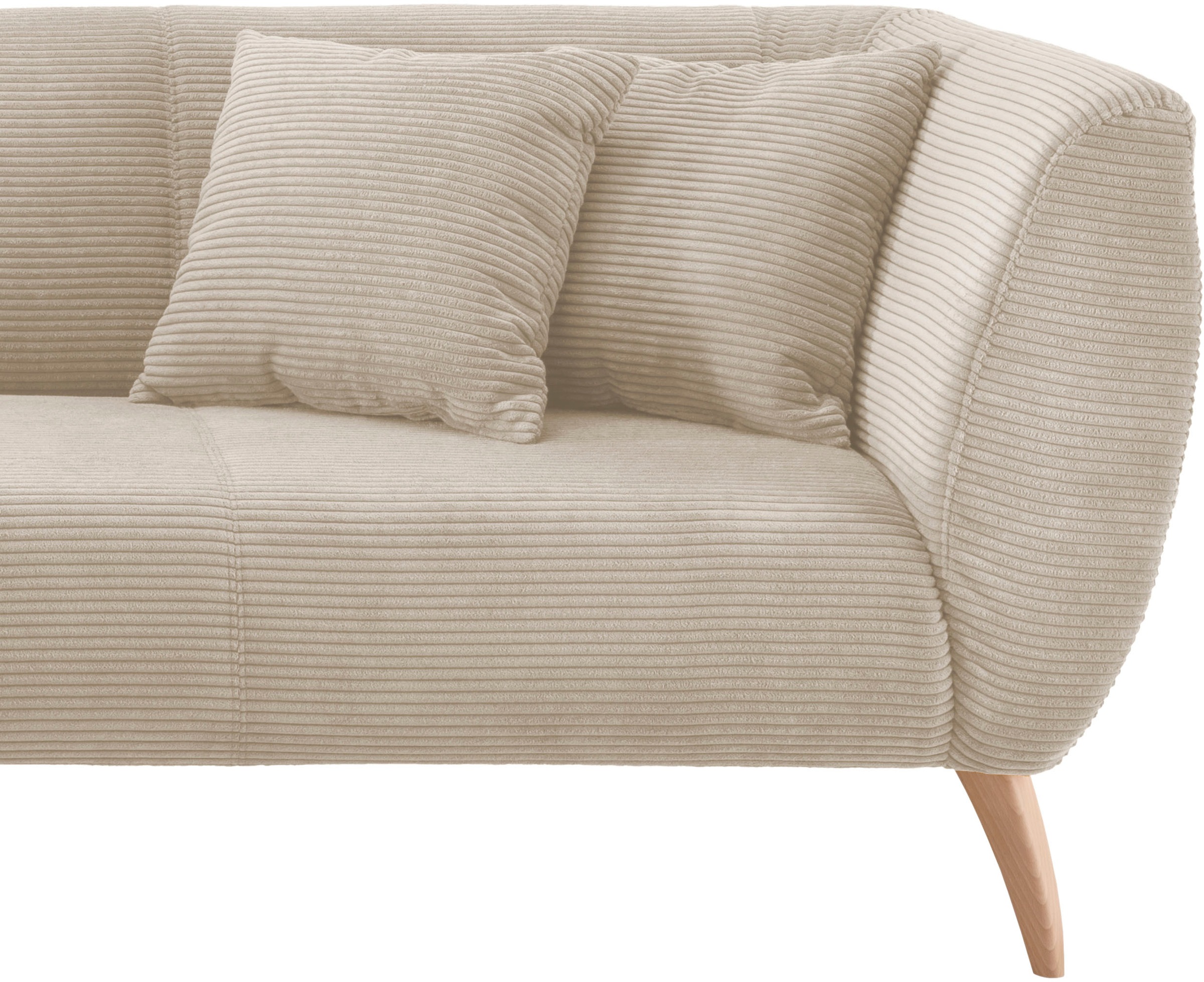 INOSIGN Ecksofa »Colori L-Form«, Holzfußfarbe wählbar, inkl. 4x Zierkissen