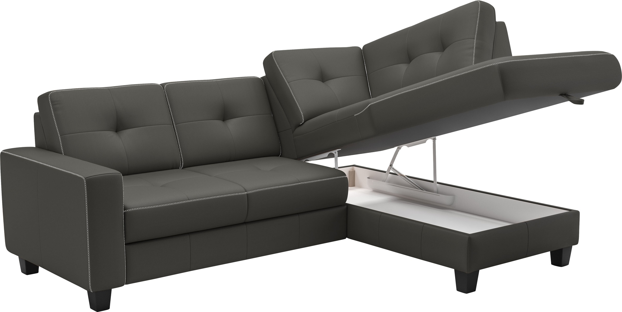 Places of Style Ecksofa »Varese«, wahlweise mit Bettfunktion und Bettkasten