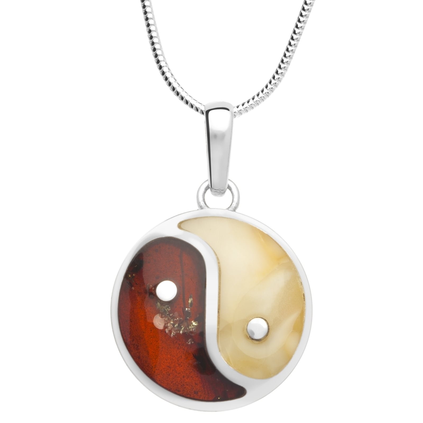 OSTSEE-SCHMUCK Kette und Anhänger Set »- Yin-Yang - Silber 925/000 - Bernstein«