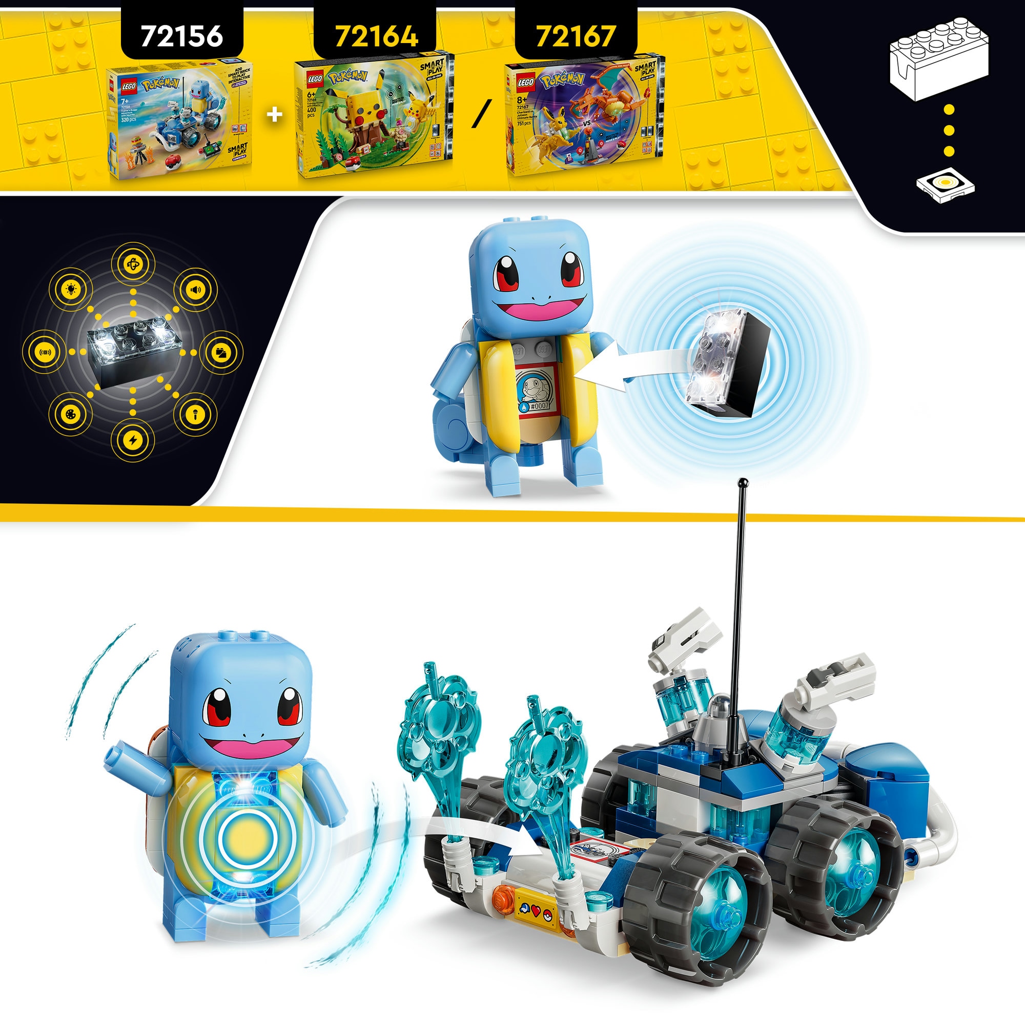 LEGO® Konstruktionsspielsteine »SMART Play™  Trainer-Buggyabenteuer mit Schiggy (72156), LEGO Pokémon« Mit SMART Brick kombatibel (nicht enthalten)