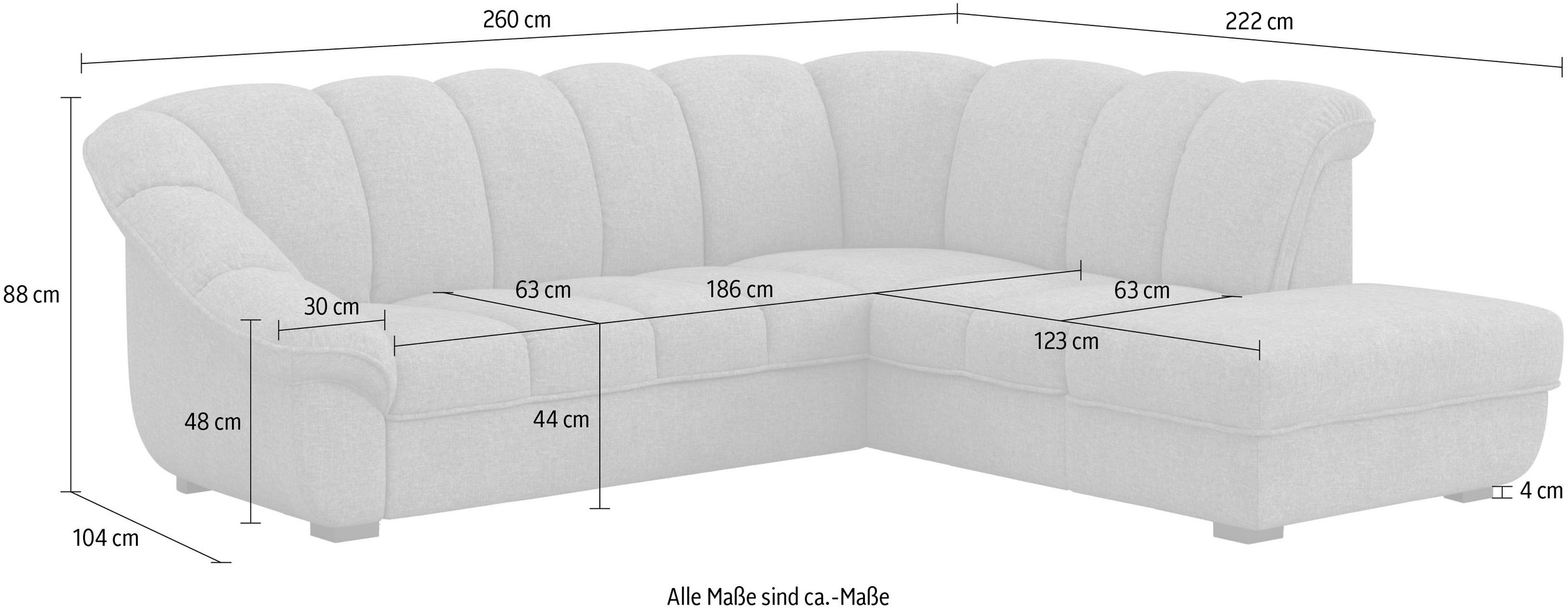 COTTA Ecksofa »Mado, Breite 260 cm« verschiedene Sofas individuell kombinierbar