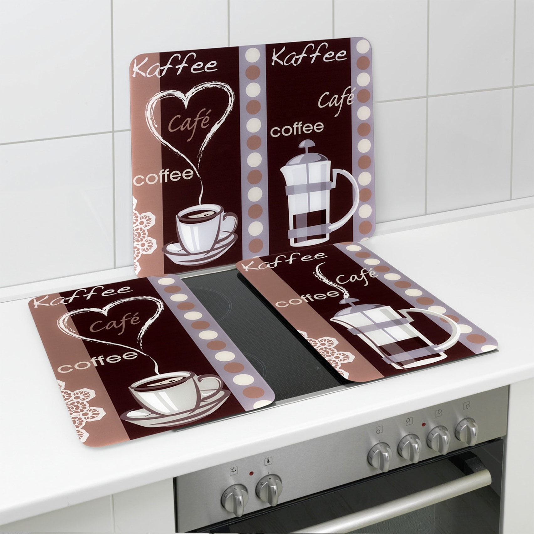 Maximex Schneide- und Abdeckplatte »Modell Kaffeeduft« Spritzschutz, Herdblende, Schneidbrett, für Glaskeramik-Kochfelder