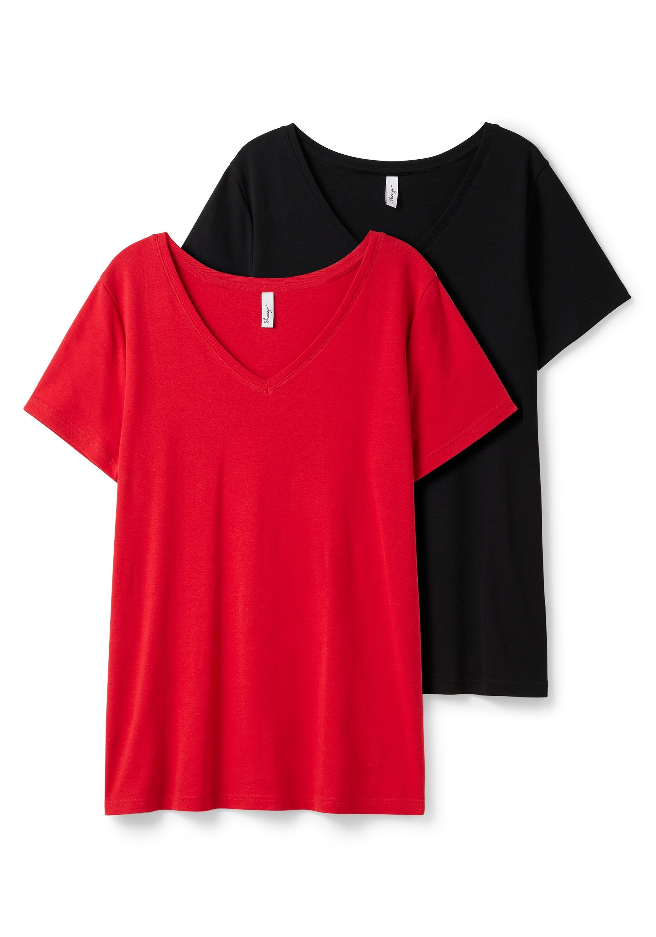 Sheego T-Shirt »T-Shirt im Doppelpack, mit V-Ausschnitt«, im Doppelpack, mit V-Ausschnitt