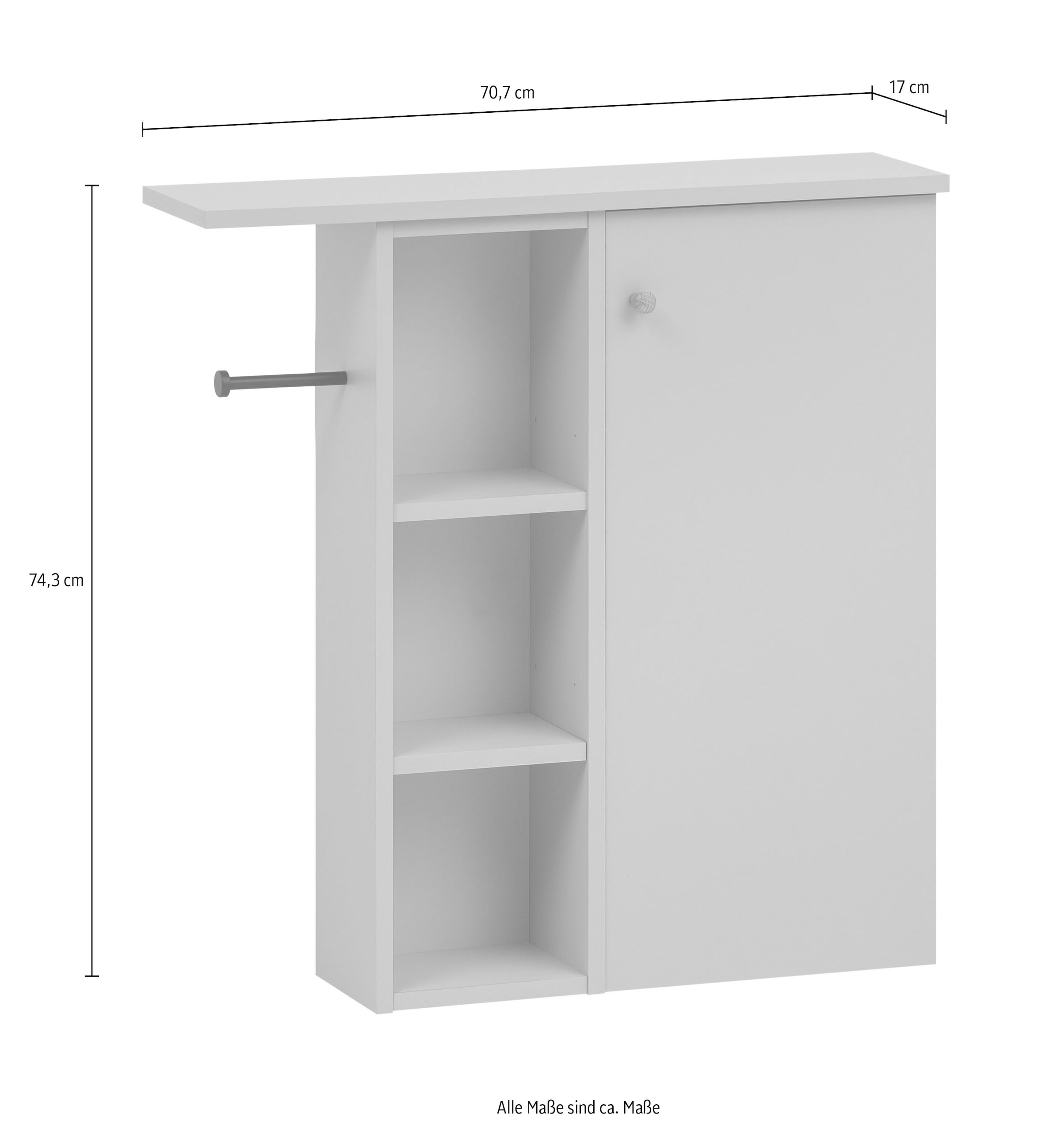 Schildmeyer Seitenschrank »Bjarne, Breite 70 cm, Griff aus Massivholz«, Regalfach links oder rechts montierbar