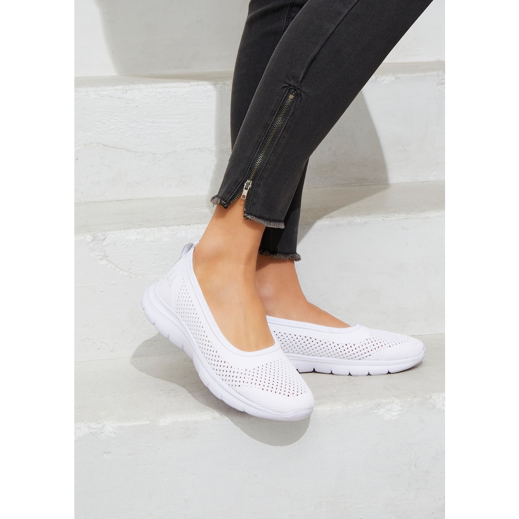 LASCANA Sneaker Ballerinas, ultraleichter Slipper,Freizeitschuh aus Mesh, weicher Innensohle VEGAN