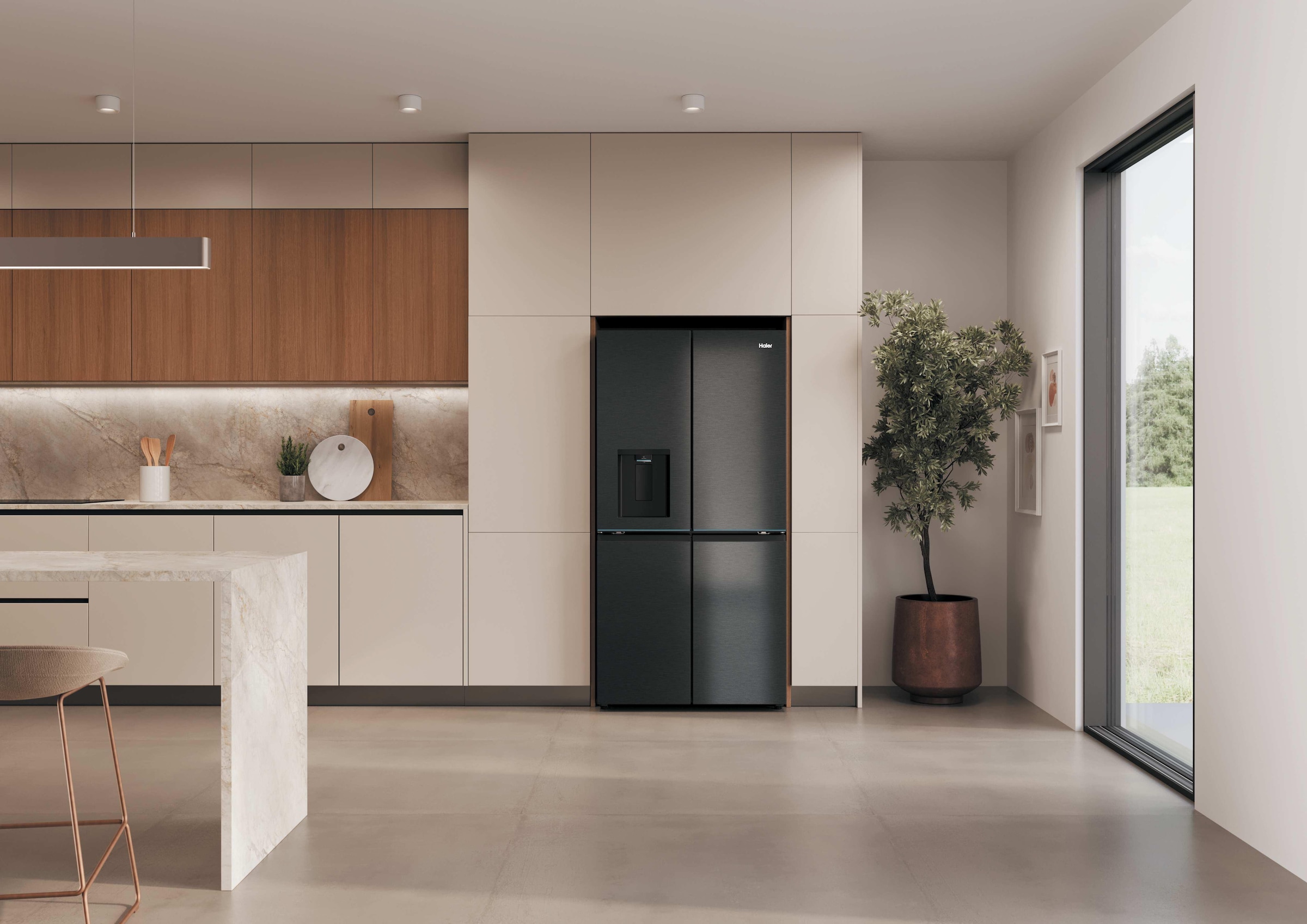 Haier Multi Door Horizon Collection »HCR79F18CHMB« 182,5 cm hoch 90,5 cm breit Wasserdispenser & Eiswürfelbereiter
