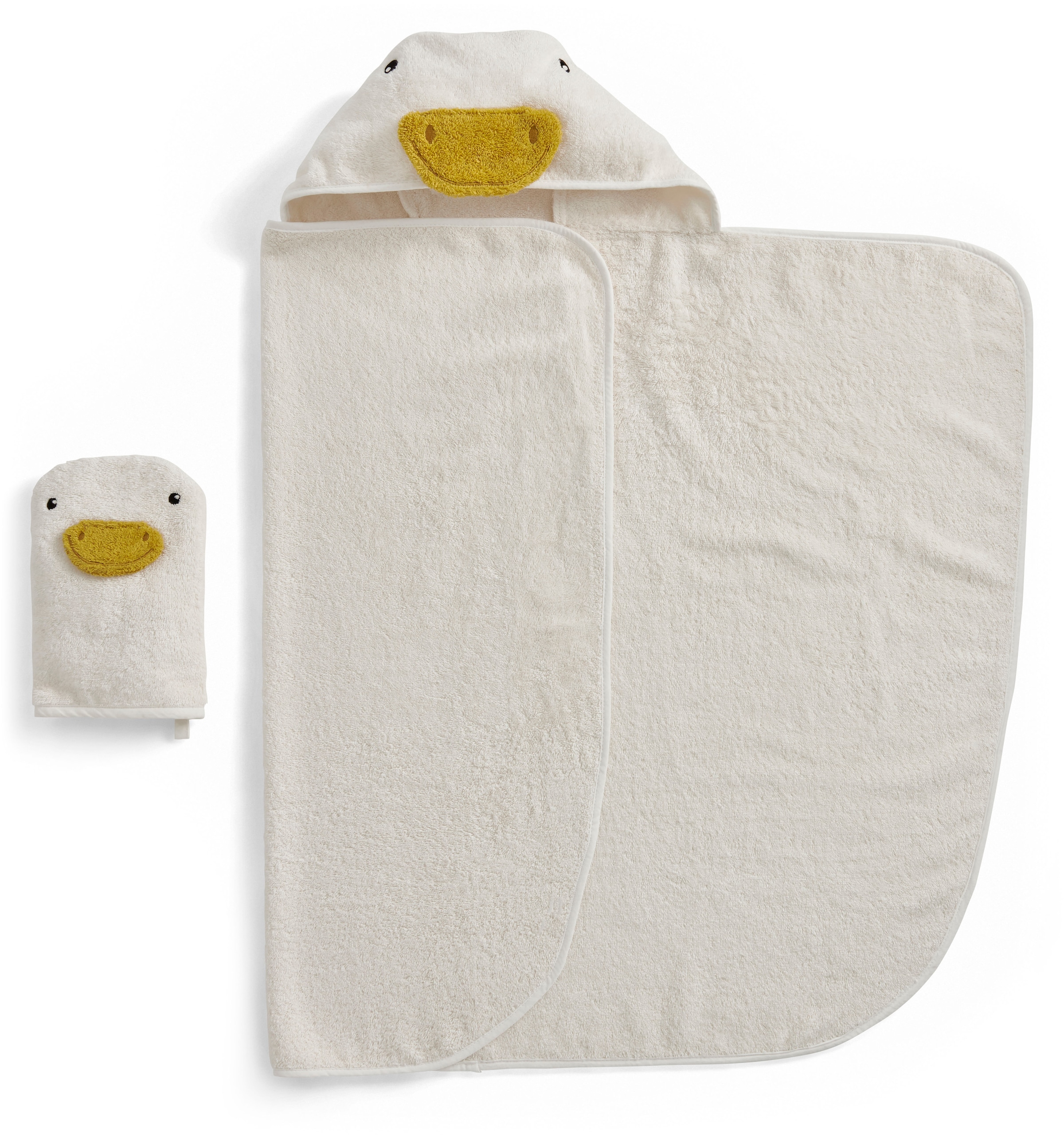 Christy Handtuch Set »Christy Baby Gans«, Set, 2 tlg., Walkfrottier, 1 Kapuzen-Badetuch (95x90 cm) und 1 Waschhandschuh (23x15 cm)