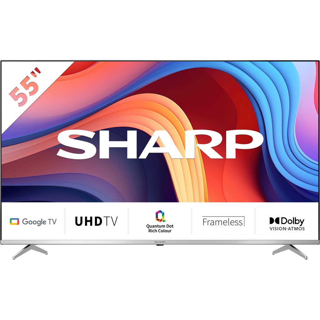Sharp QLED-Fernseher »SHARP 55GP6260E Quantum Dot Google TV 139 cm (55 Zoll) 4K Ultra HD«, 139 cm/55 Zoll, 4K Ultra HD, Google TV-Smart-TV, Quantum Dot, QLED, Dolby Atmos, Dolby Vision, HDMI 2.1 mit eARC