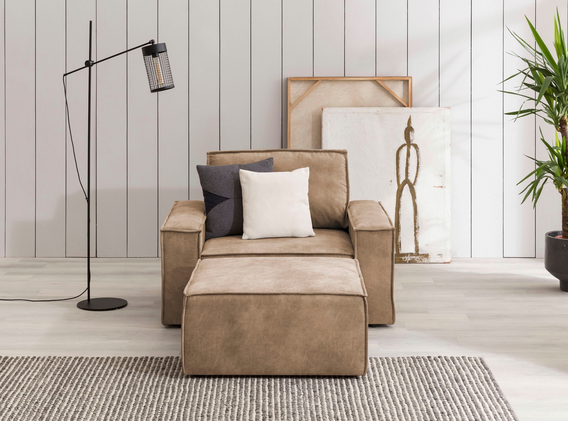 Home affaire Sessel »SHERWOOD«, Loveseat und Hocker im Set, passend zur Polster-Serie SHERWOOD