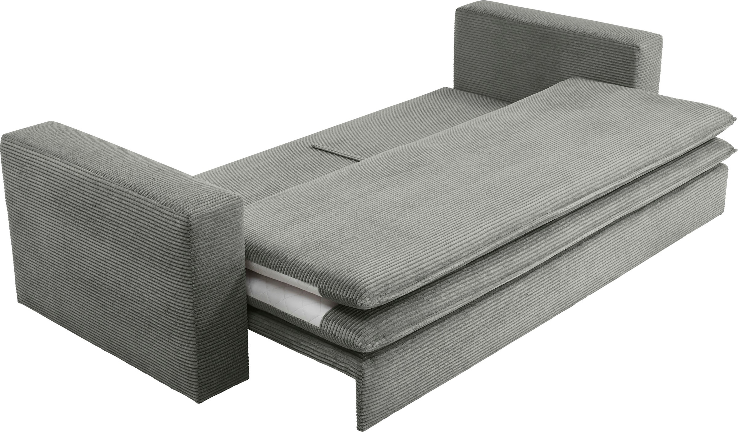 Places of Style 3-Sitzer »PIAGGE«, Cord-Bezug - mit Bettfunktion und Bettkasten, mit praktischem Topper