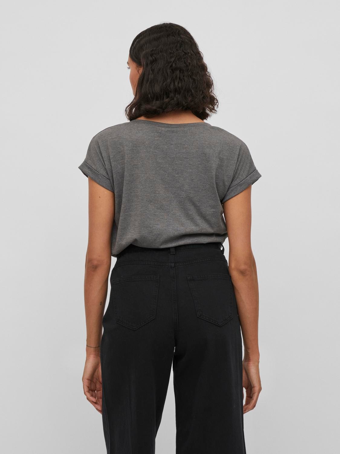 Vila Rundhalsshirt »VIDREAMERS NEW PURE T-SHIRT/SU-NOOS«, Basic Damen-T-Shirt mit Rundhalsausschnitt und umgeschlagenen Ärmeln