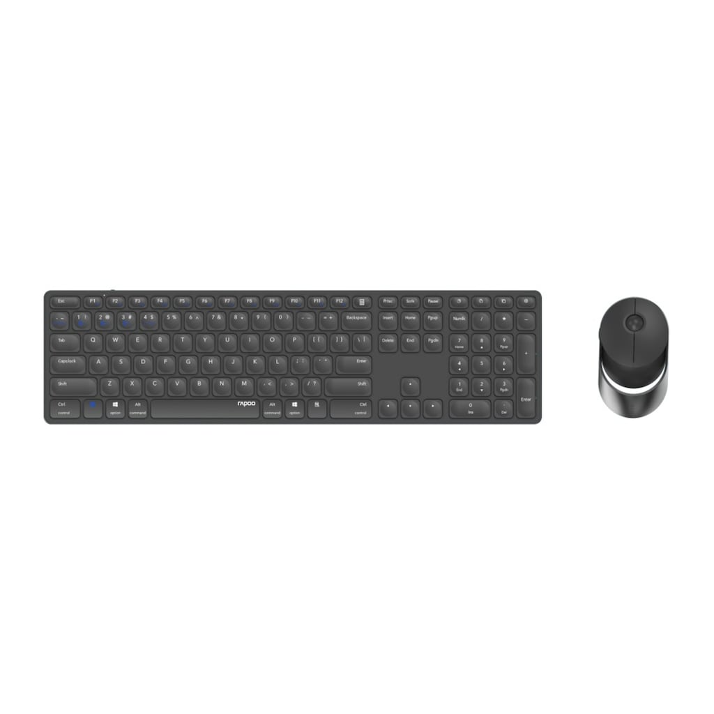 Rapoo Tastatur- und Maus-Set »9850M Kabelloses Multi-Mode-Deskset, DE-Layout, 2.4 GHz, 1600 DPI«