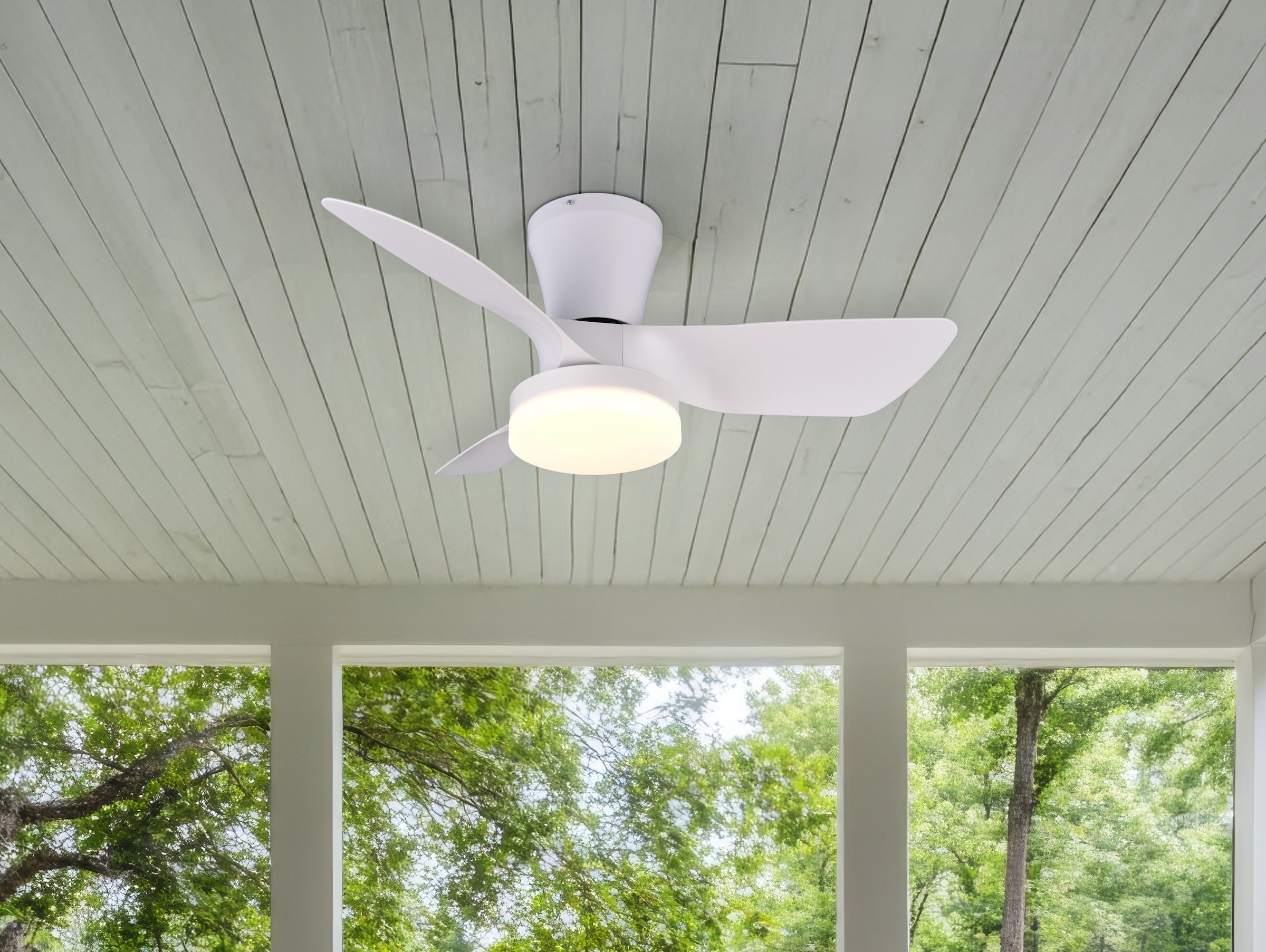REALITY Leuchten LED Deckenleuchte »RANDERS mit Ventilator, Deckenventilator mit Licht inkl Fernbedienung« LED-Board 1 Stk. warmweiß - kaltweiß 6 Geschwindigkeiten Timer Vor- & Rücklauf LED dimmbar CCT Nachtlicht