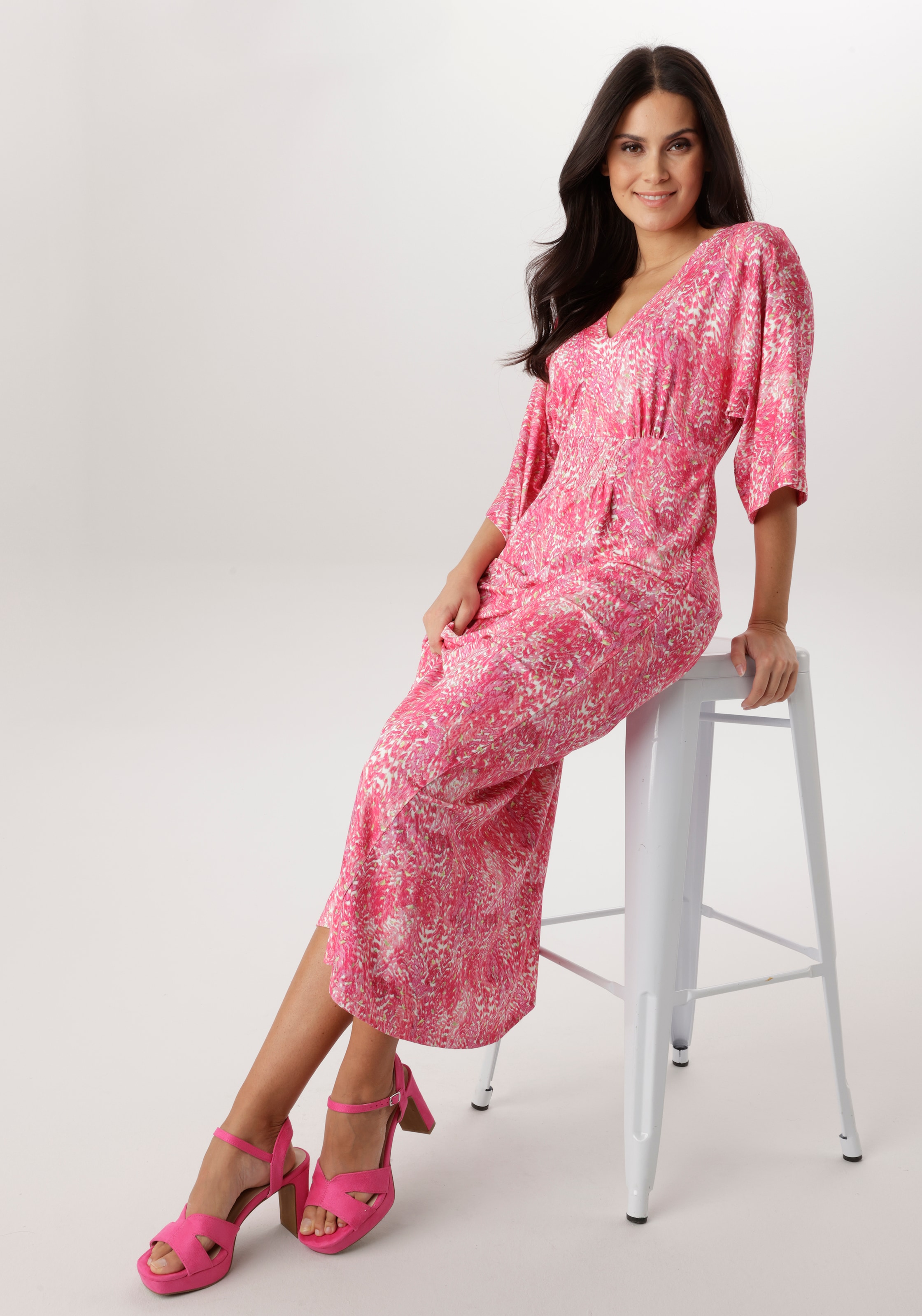 Aniston SELECTED Maxikleid mit weiten, 3/4-langen Ärmeln - NEUE KOLLEKTION