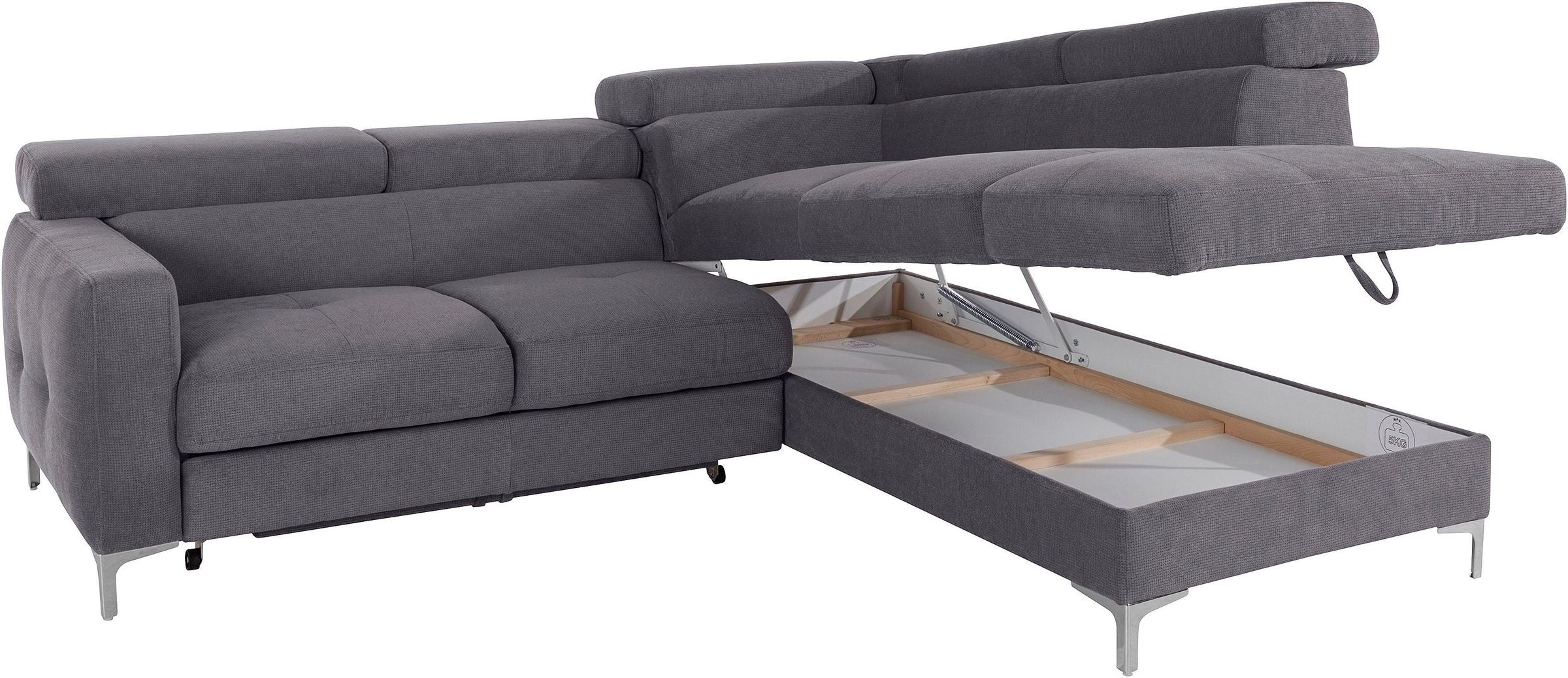 COTTA Polstergarnitur »Sammy L-Form«, (Set), Set bestehend aus: Ecksofa mit Kopfteilverstellung & Hocker