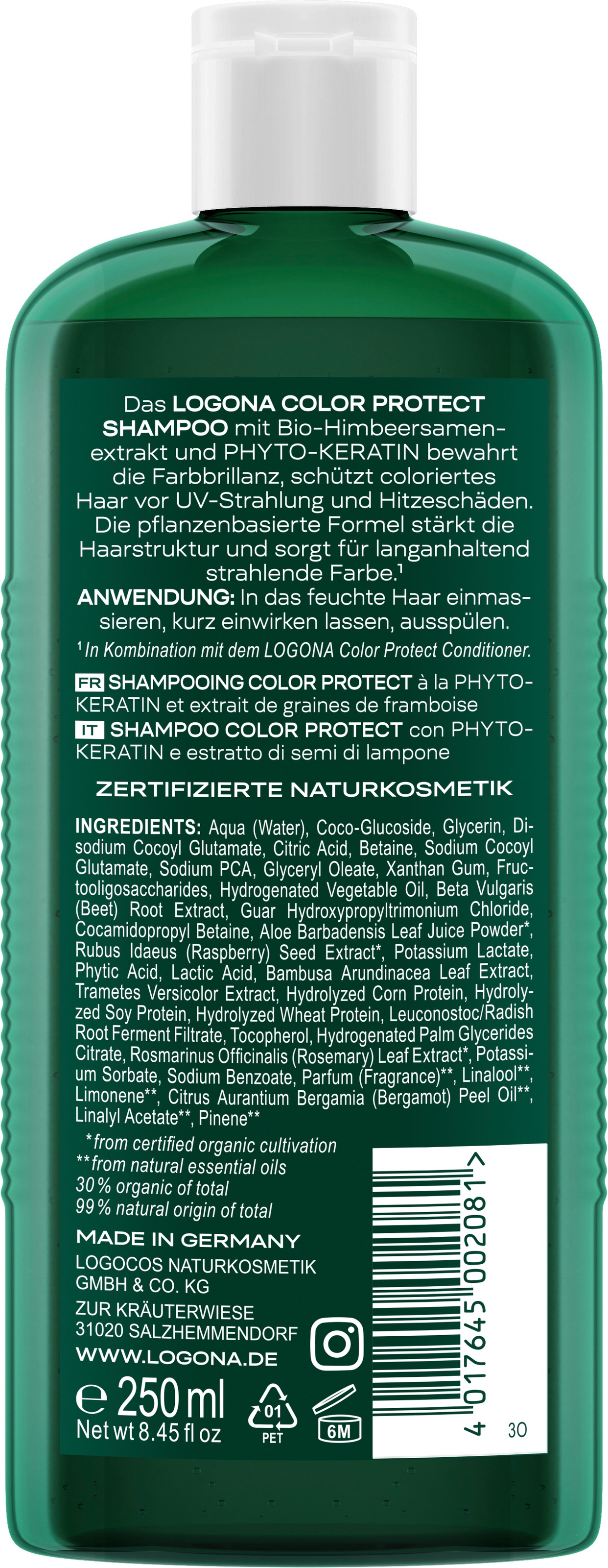 LOGONA Haarshampoo »COLOR PROTECT SHAMPOO« für coloriertes, gesträhntes und naturbelassenes Haar, gegen Frizz