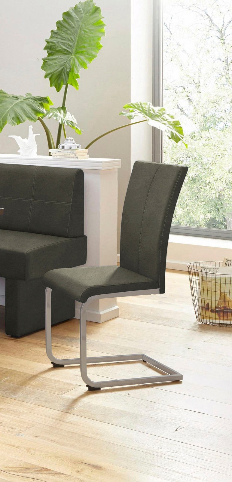 Home affaire Freischwinger »Nils«, (Set), 2 St., Microfaser VINTAGE, Stuhl belastbar bis 120 Kg, Gestell Metall im Chrom-Look oder Schwarz