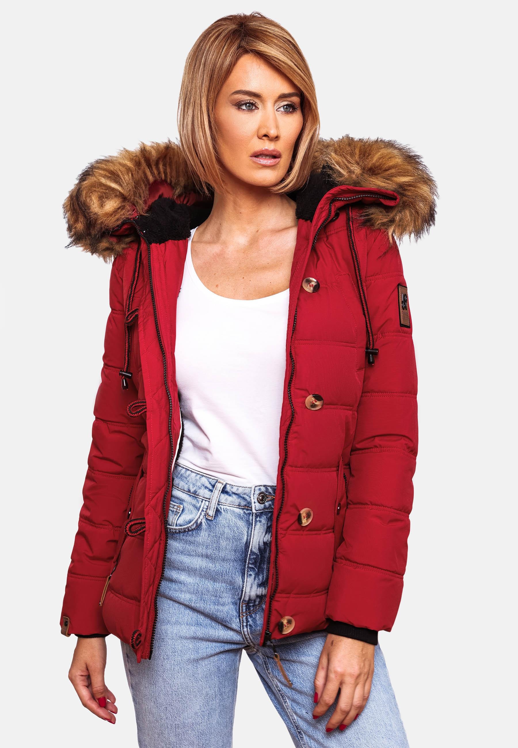 Navahoo Winterjacke »Winterjacke Zoja«, mit Kapuze, stylische Steppjacke mit Kunstpelz Kapuze