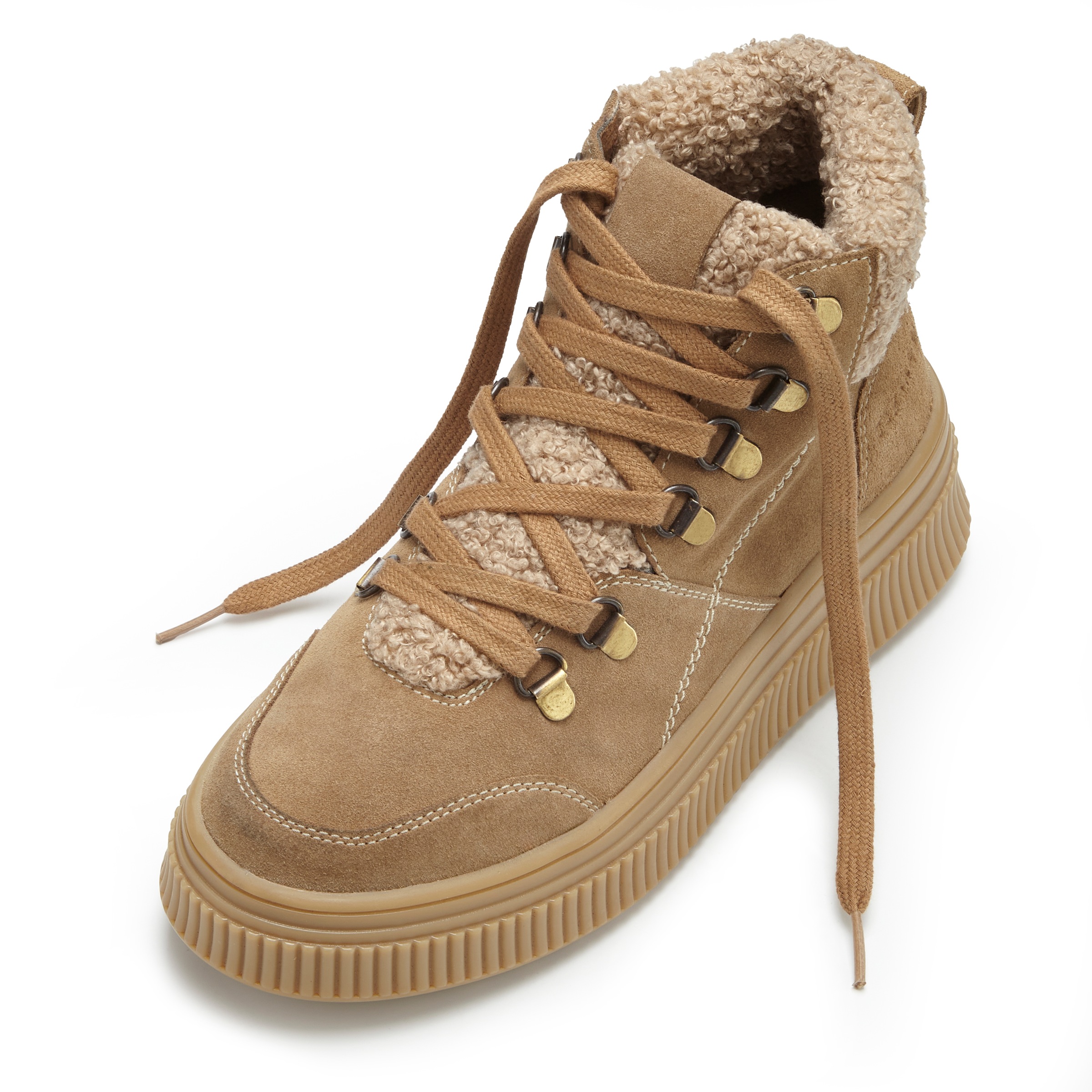 Elbsand Stiefelette »Stiefel, Boots, Winterboots, Lederstiefelette, Lederboots«  NEU aus hochwertigem Veloursleder mit Teddyfell und Plateausohle