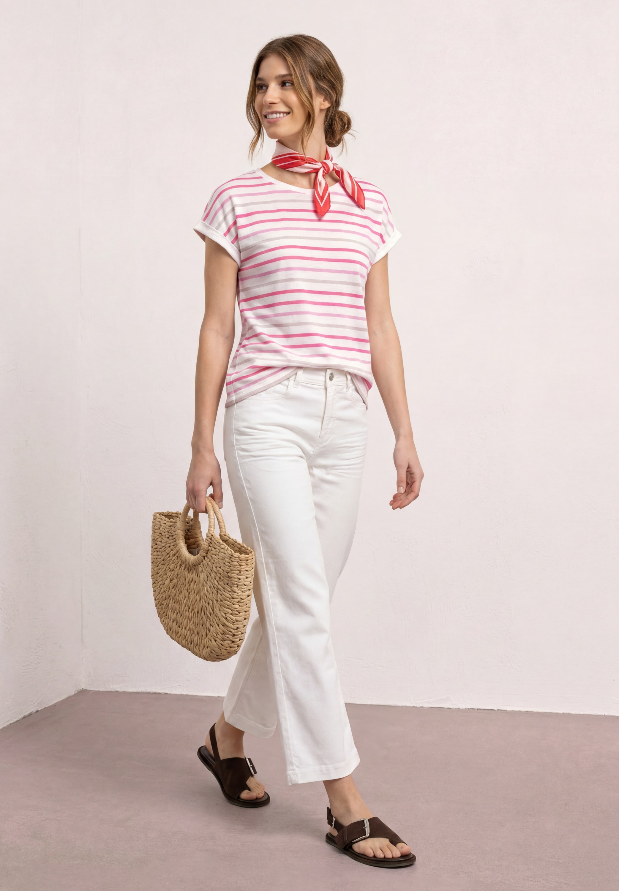 STREET ONE Shirttop Dropped Shoulder Sommershirt mit Streifen