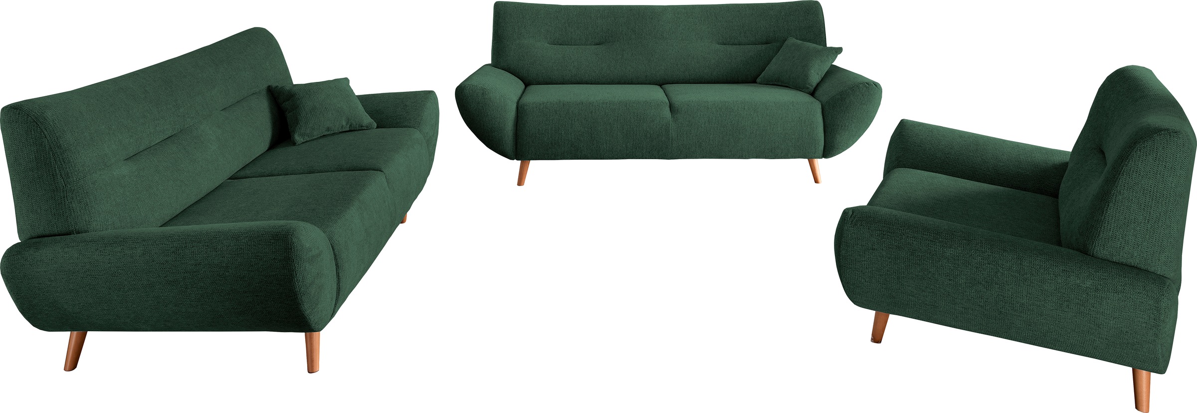 INOSIGN 2-Sitzer »Drago elegant und zeitlos, komfortabel, Holzfuß« frei im Raum stellbar, inkl. 1 Zierkissen