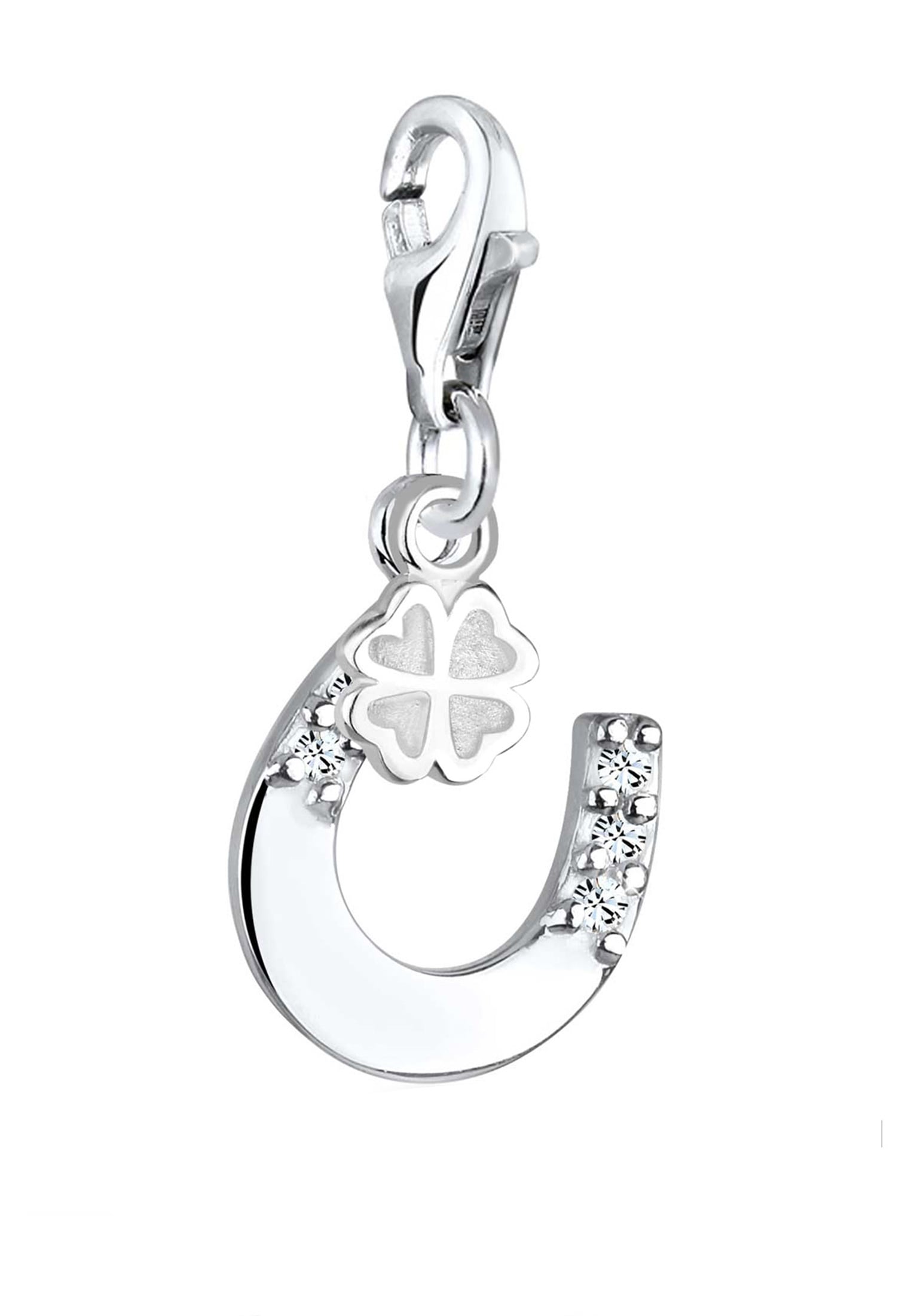 Elli Charm-Einhänger »Charm Hufeisen Kleeblatt Kristalle 925 Silber«
