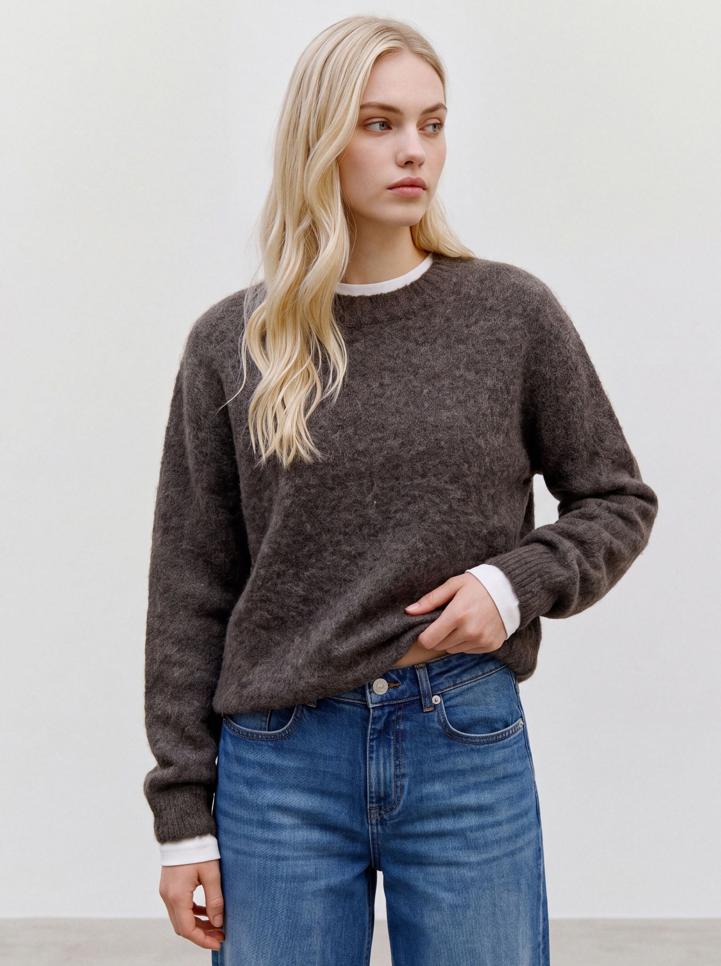 Vero Moda Strickpullover »VMNOVAH LS O-NECK PULLOVER GA NOOS« Materialmix, regular fit