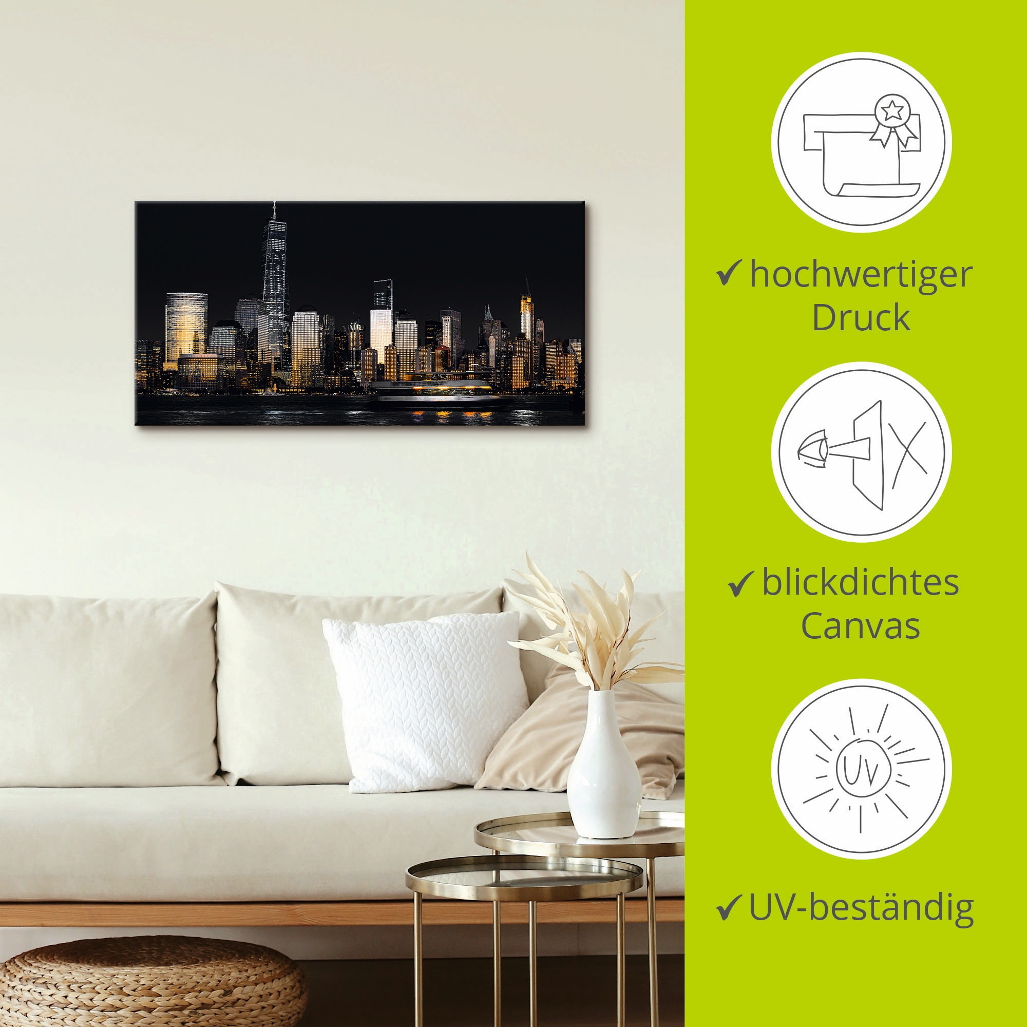 Artland Wandbild »New York Financial Distrikt«, New York, (1 St.), als Alubild, Outdoorbild, Leinwandbild in verschied. Größen